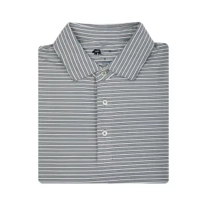 Mulligan Stripe Performance Polo - Heather Mirage Grey/Gunmetal