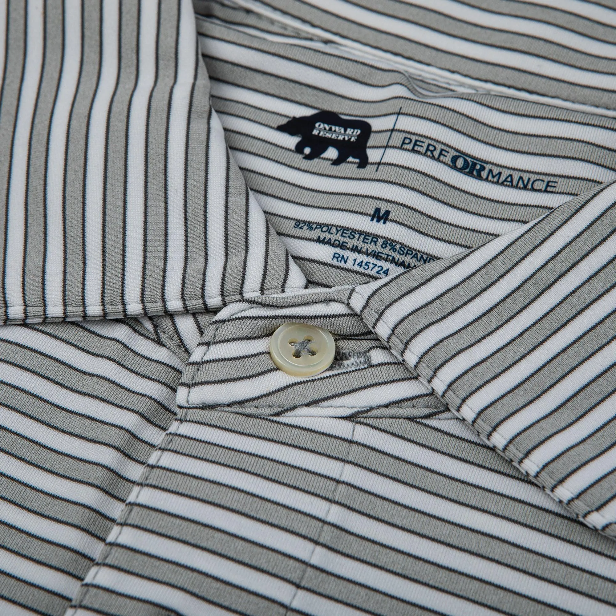 Mulligan Stripe Performance Polo - Heather Mirage Grey/Gunmetal
