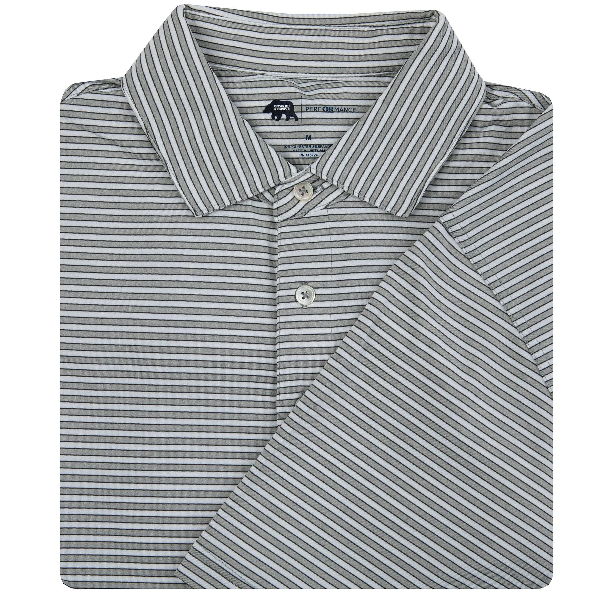 Mulligan Stripe Performance Polo - Heather Mirage Grey/Gunmetal