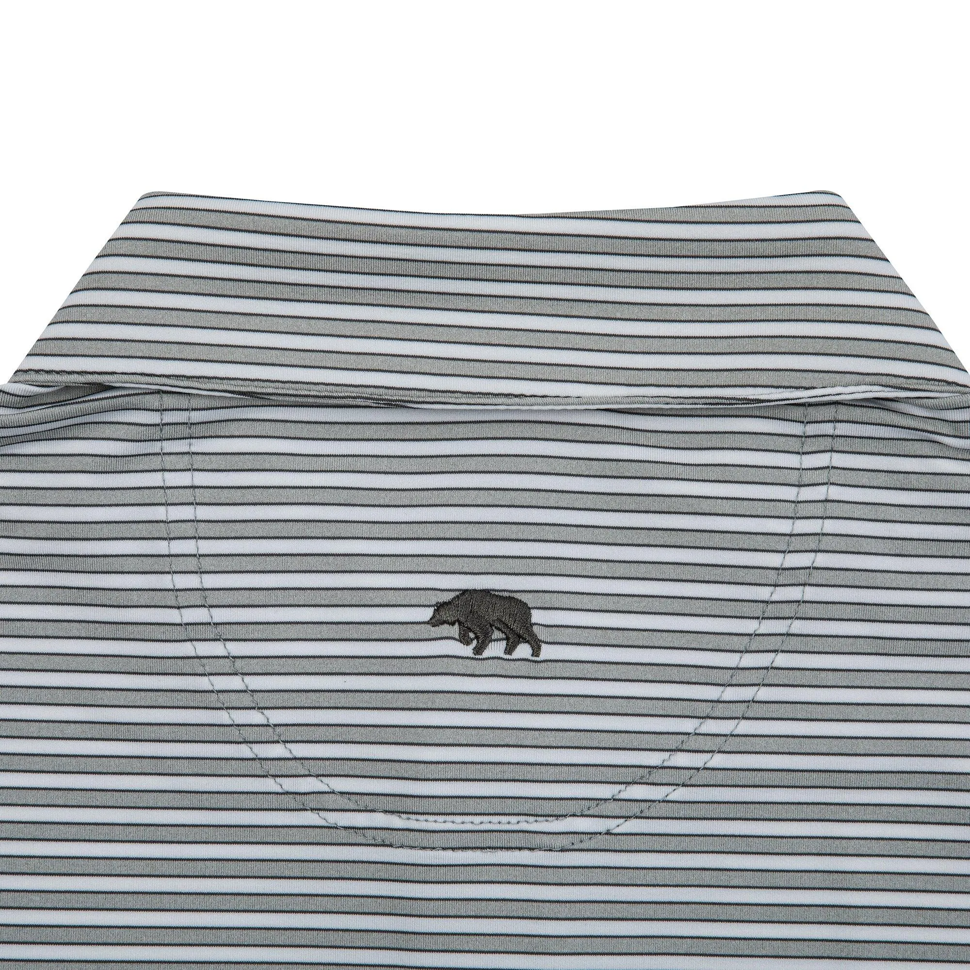 Mulligan Stripe Performance Polo - Heather Mirage Grey/Gunmetal