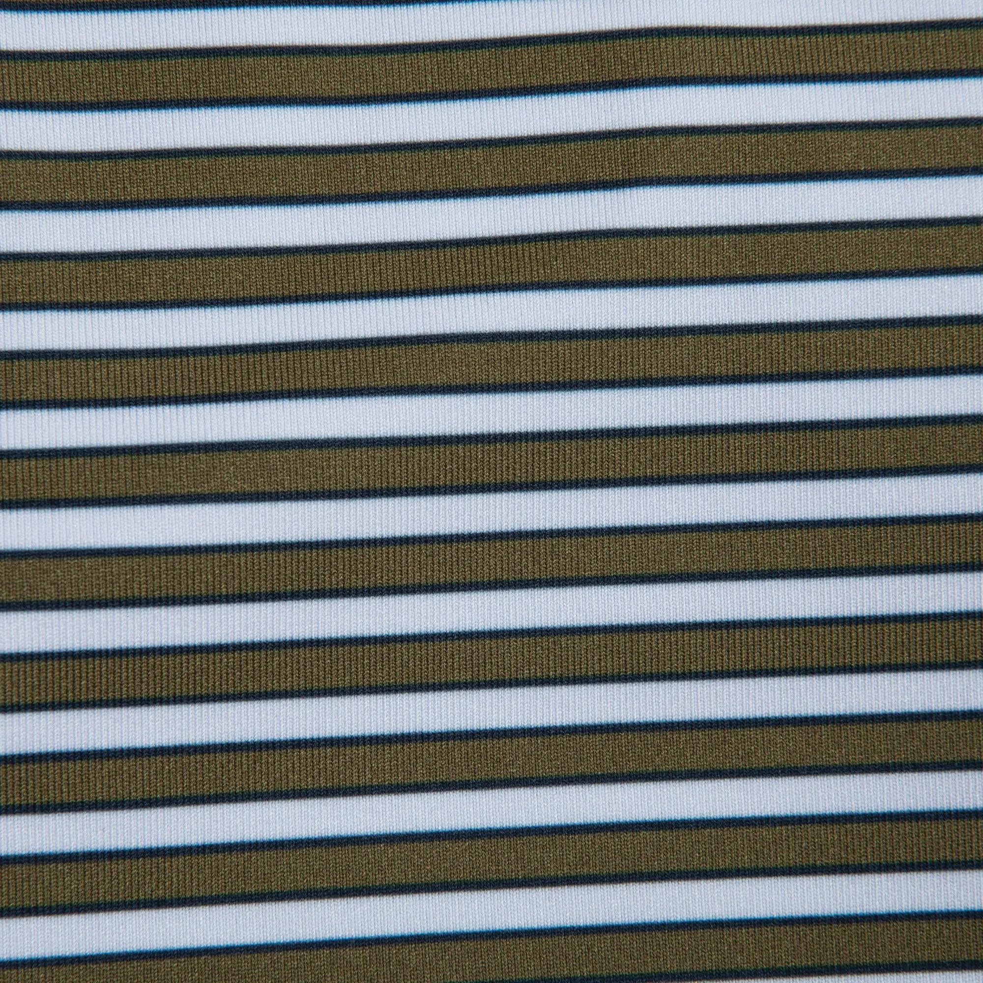 Mulligan Stripe Performance Polo - Olive Drab/Collegiate Blue