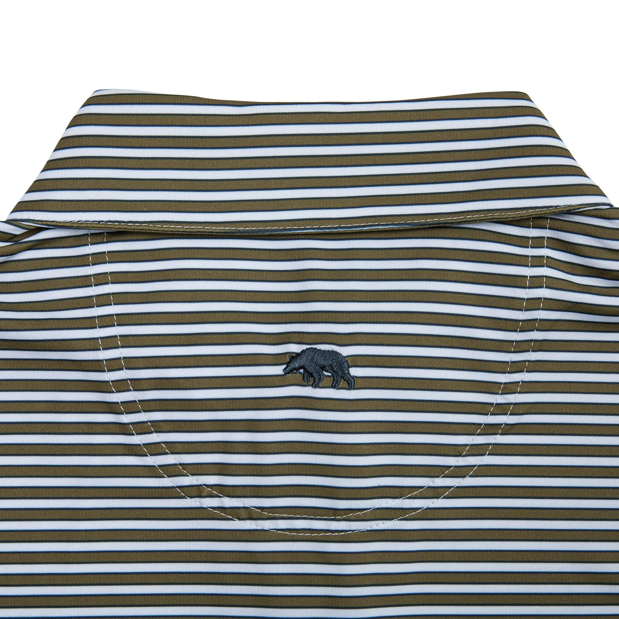 Mulligan Stripe Performance Polo - Olive Drab/Collegiate Blue