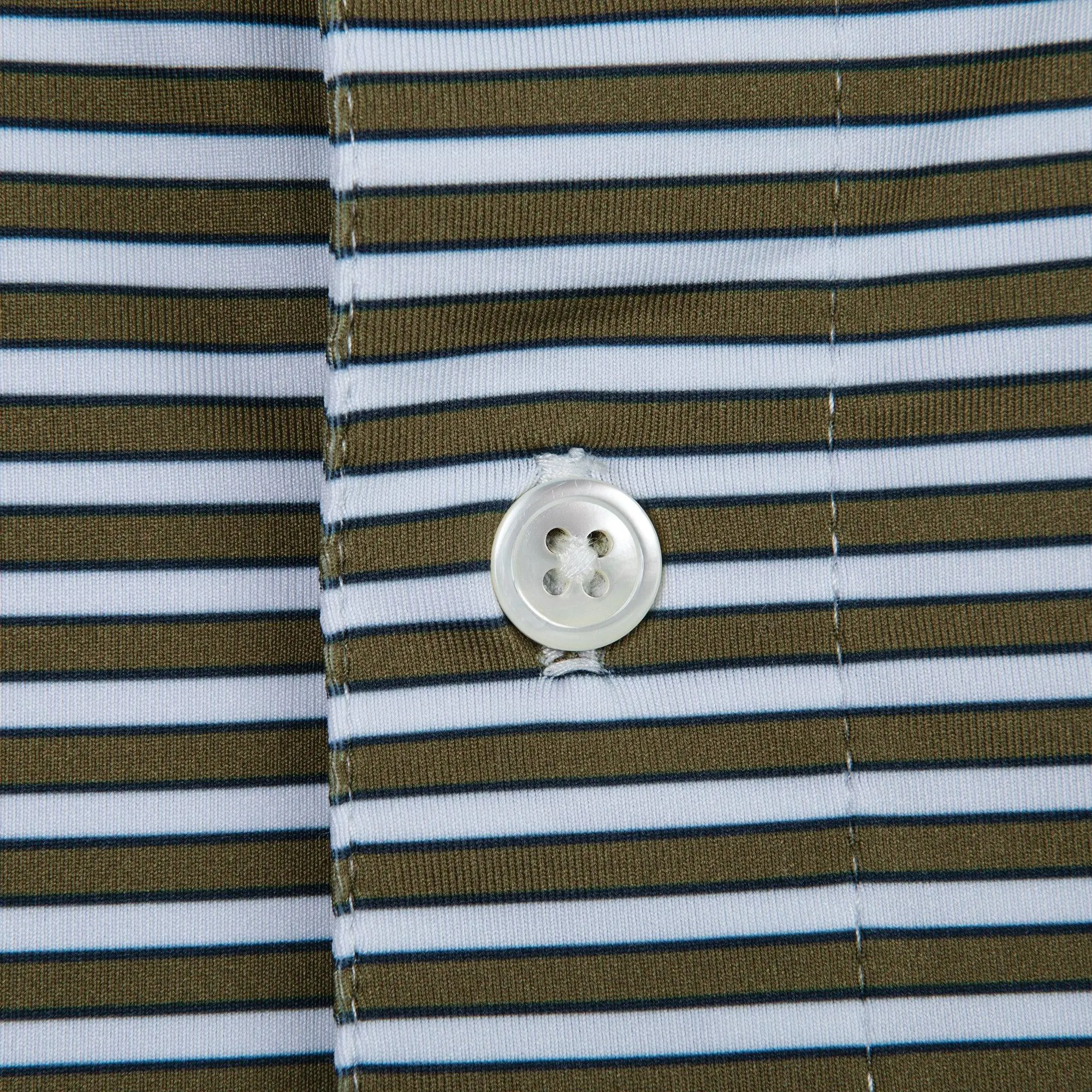 Mulligan Stripe Performance Polo - Olive Drab/Collegiate Blue