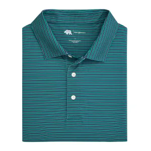 Mulligan Stripe Performance Polo - Posy Green