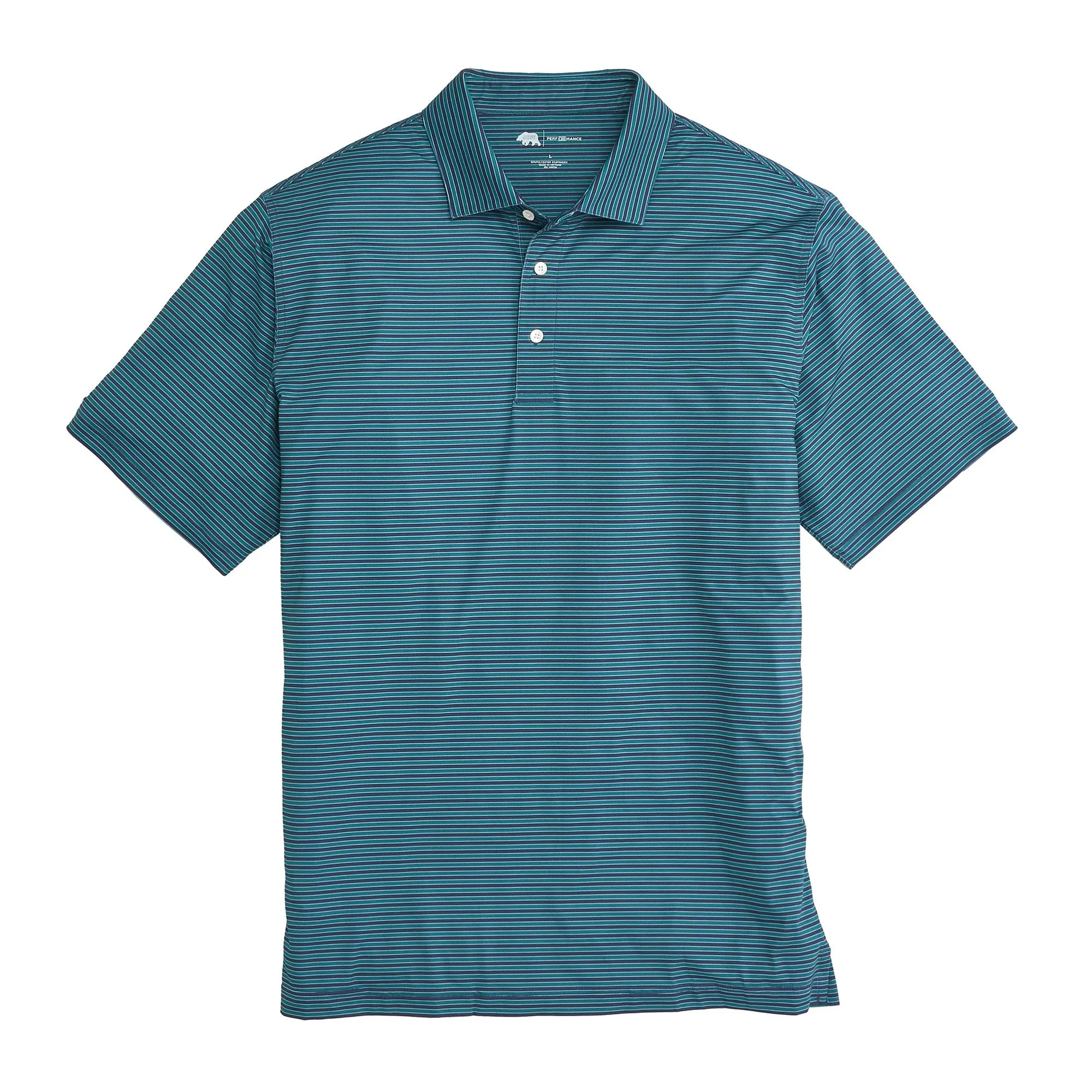 Mulligan Stripe Performance Polo - Posy Green