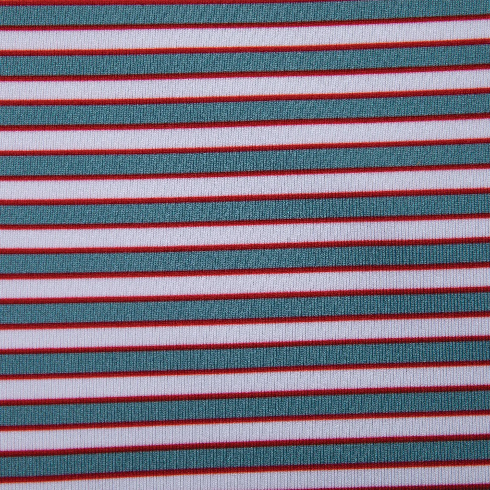 Mulligan Stripe Performance Polo - Smoke Blue/Salsa