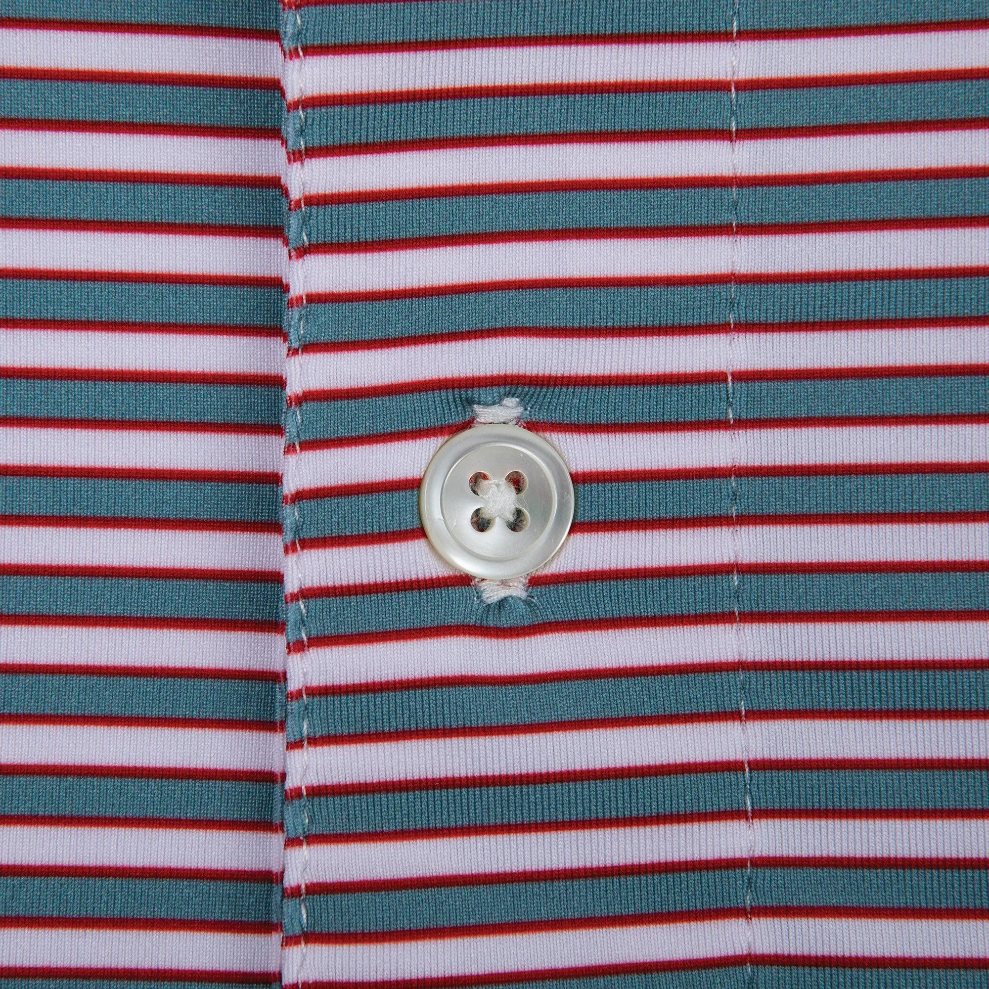 Mulligan Stripe Performance Polo - Smoke Blue/Salsa