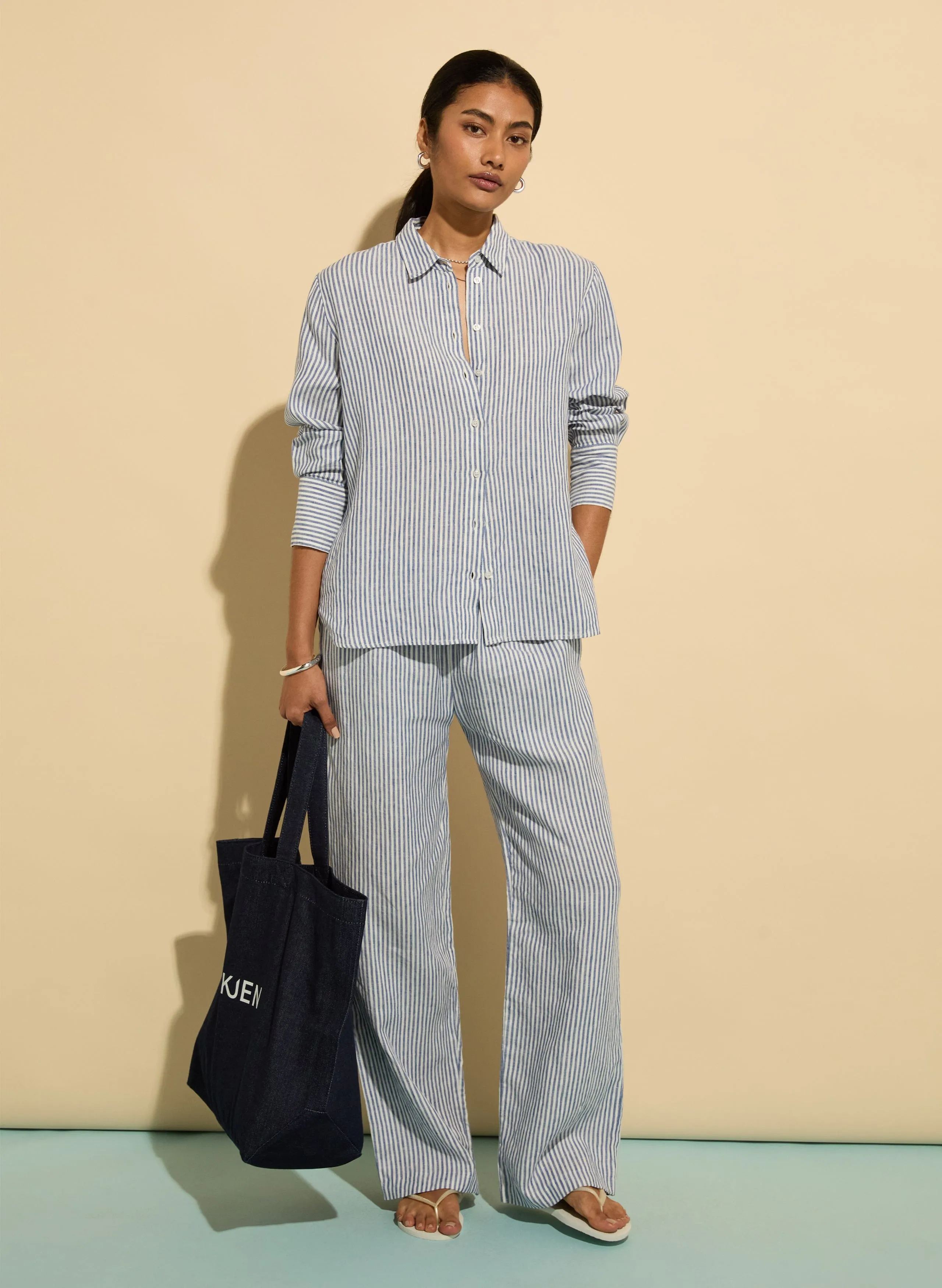 Muriel Linen Shirt | Indigo Stripe