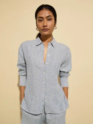 Muriel Linen Shirt | Indigo Stripe