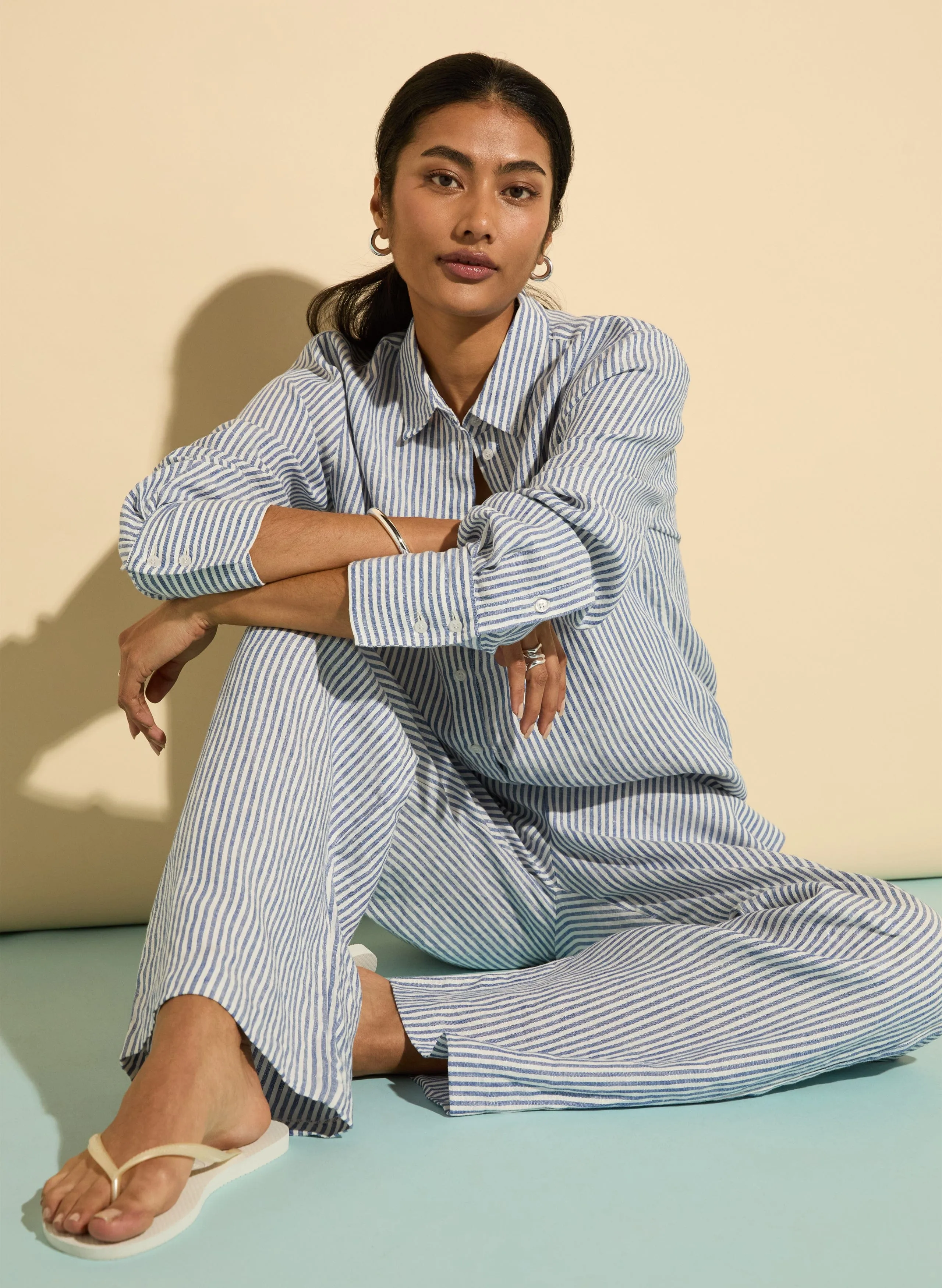 Muriel Linen Shirt | Indigo Stripe