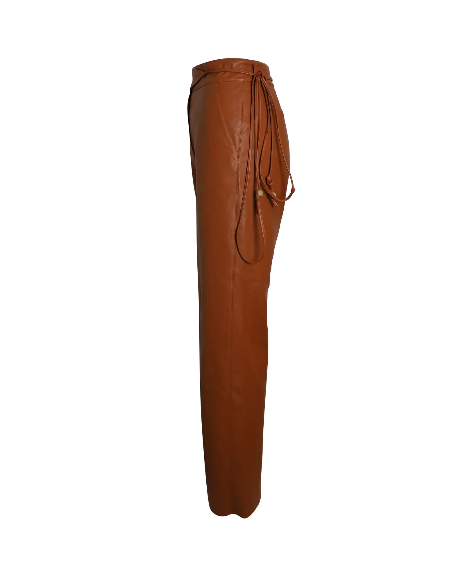 Nanushka Flared-Leg Trousers in Bown Polyurethane