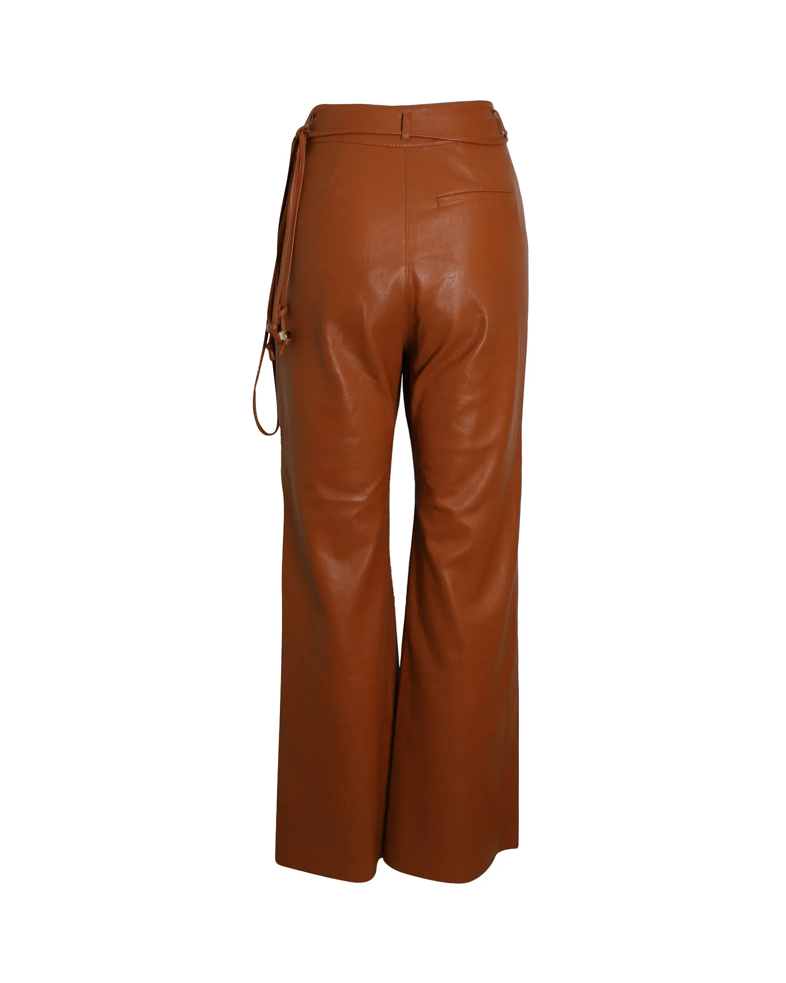 Nanushka Flared-Leg Trousers in Bown Polyurethane