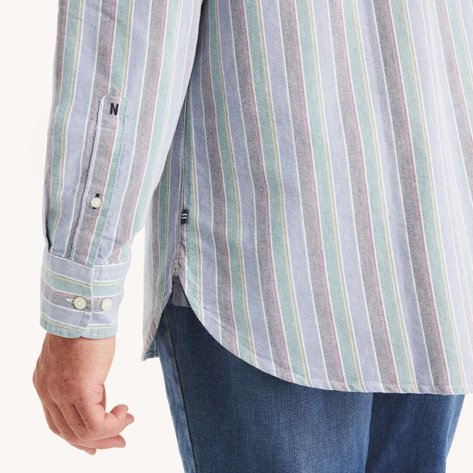 Nautica Mens Big & Tall Striped Oxford Shirt