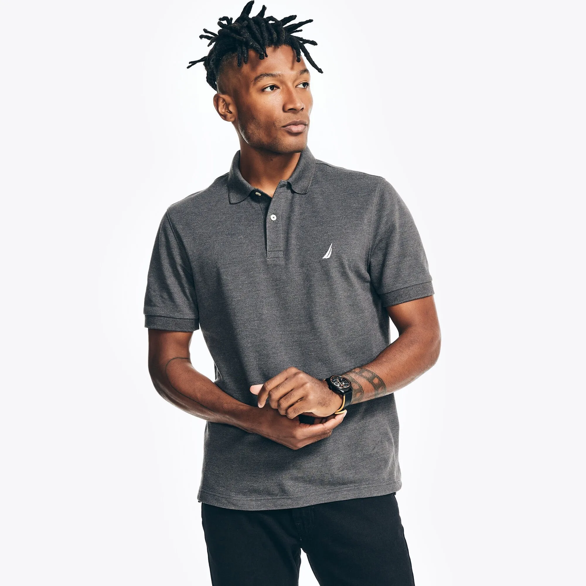 Nautica Mens Classic Fit Heather Deck Polo