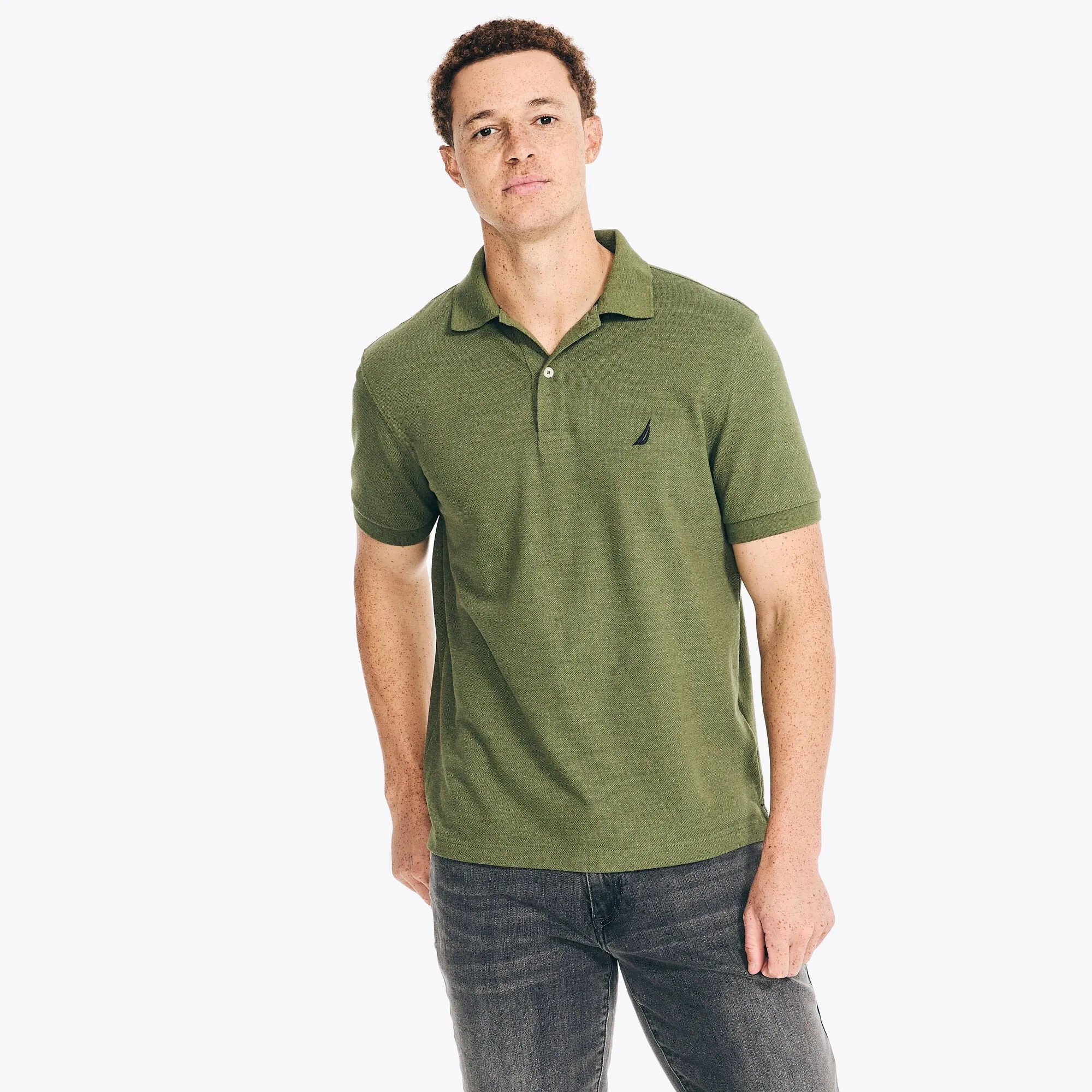 Nautica Mens Classic Fit Heather Deck Polo
