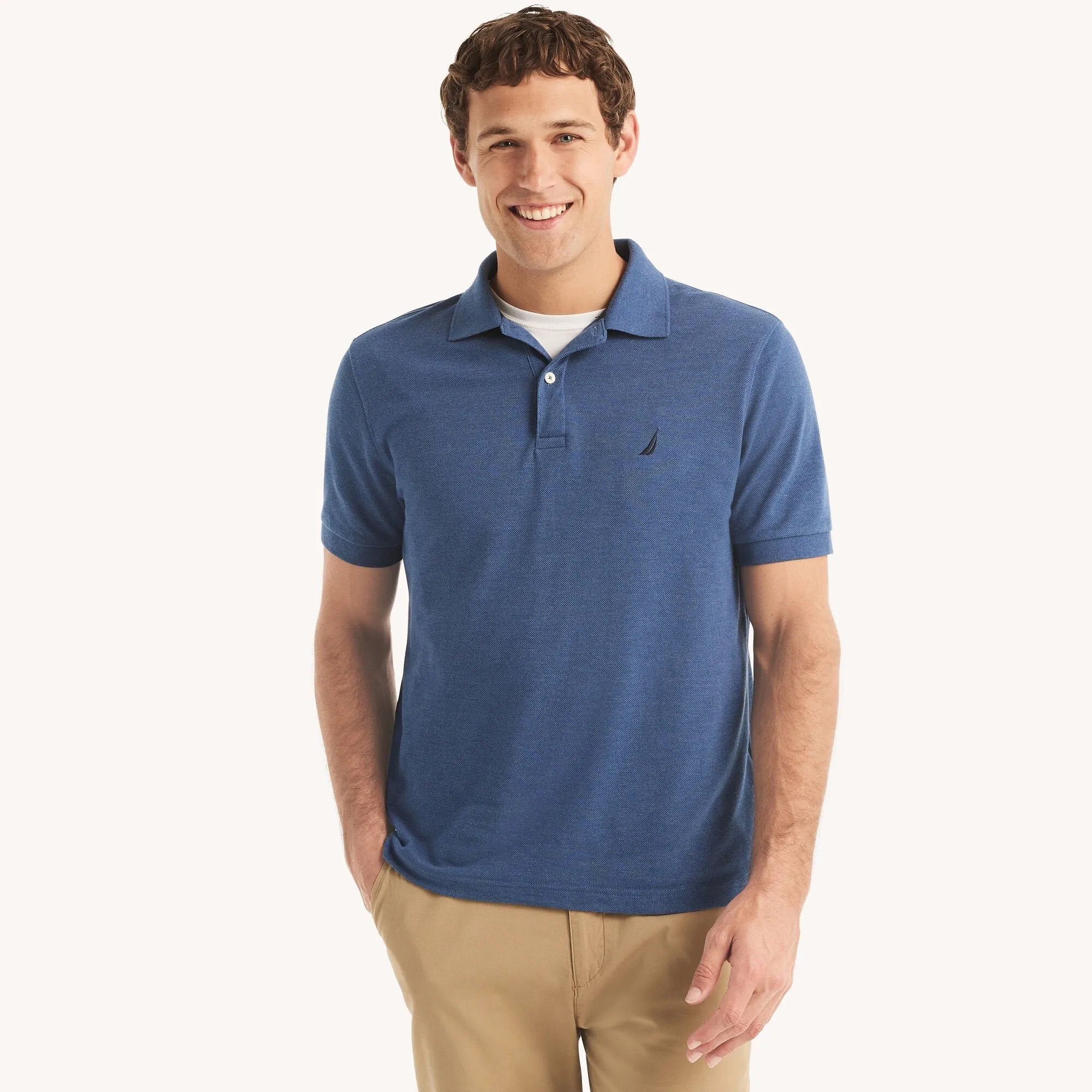 Nautica Mens Classic Fit Heather Deck Polo