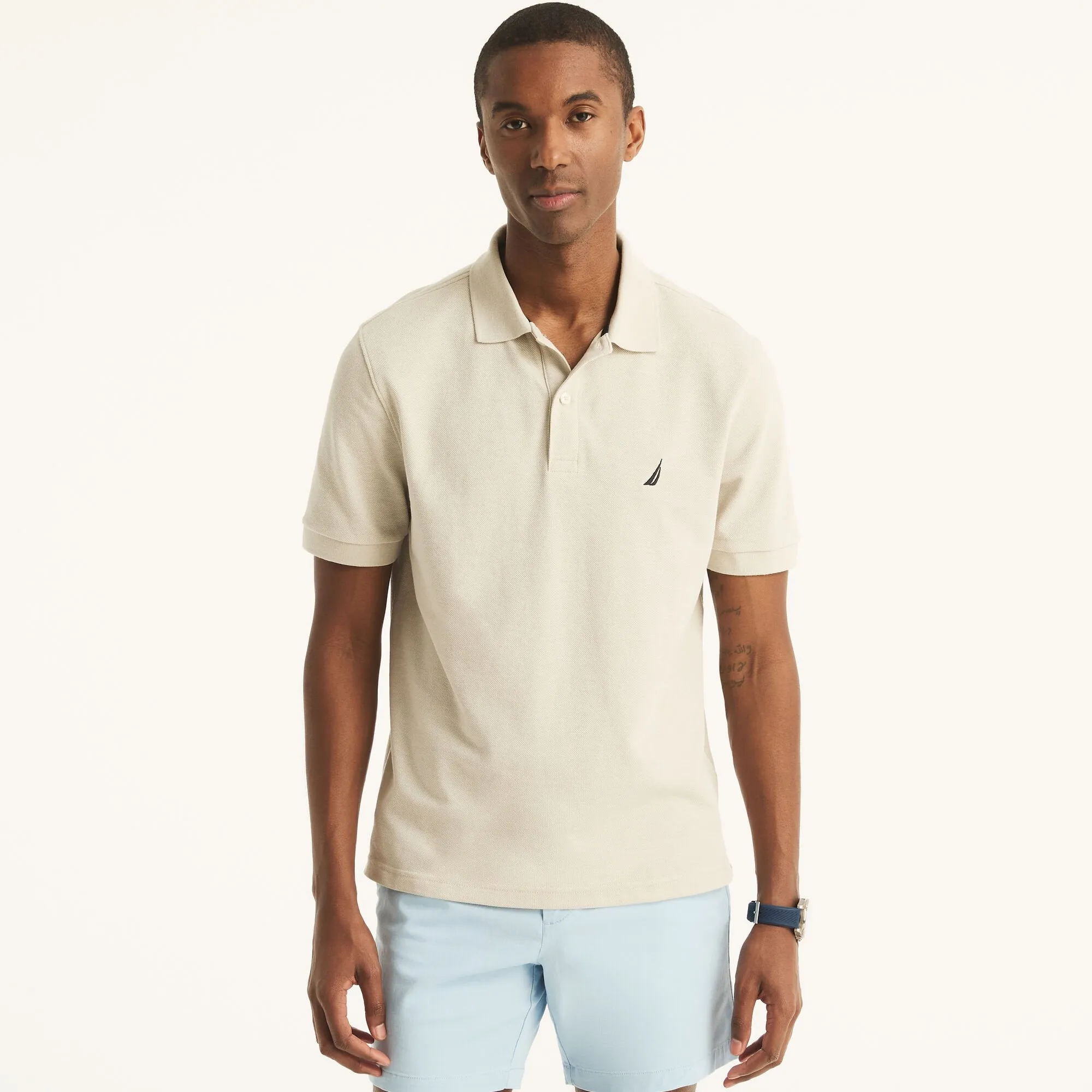 Nautica Mens Classic Fit Heather Deck Polo