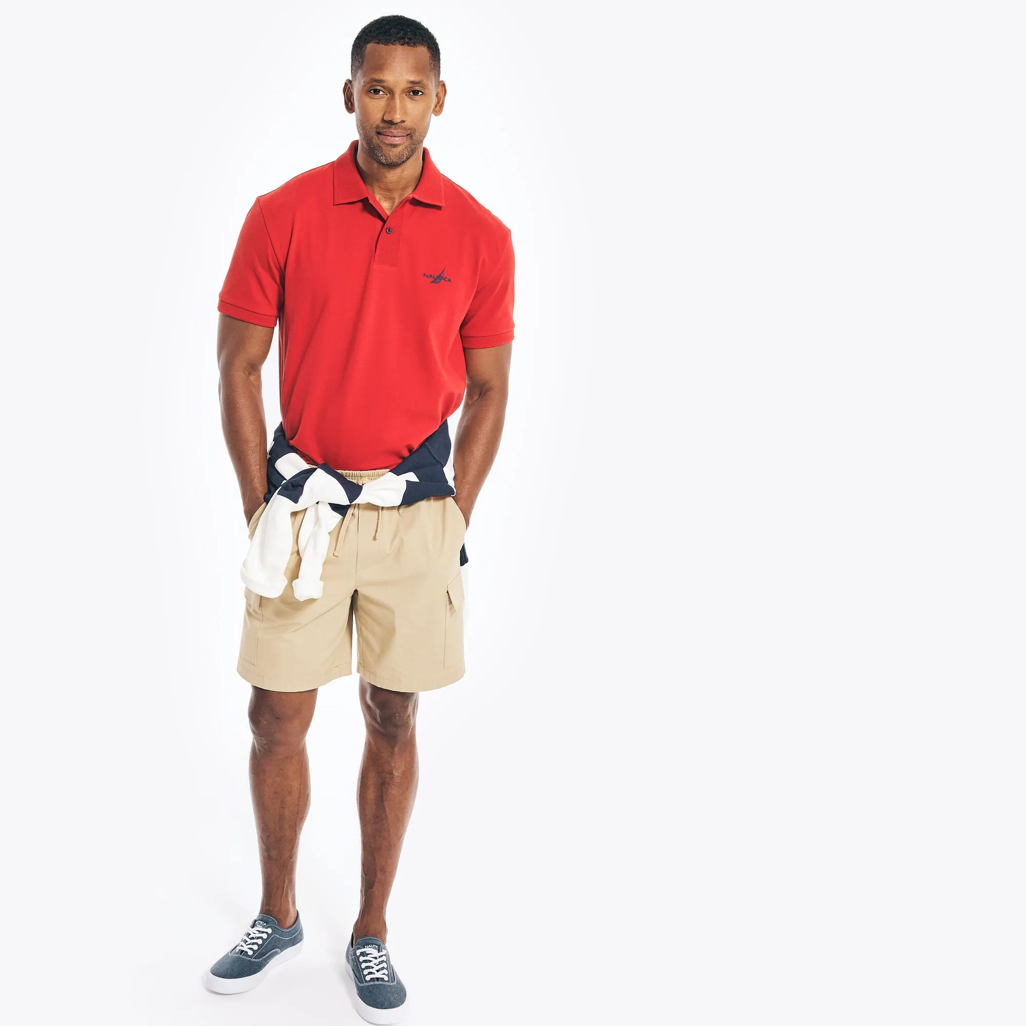 Nautica Mens Classic Fit Mesh Ribbed Polo