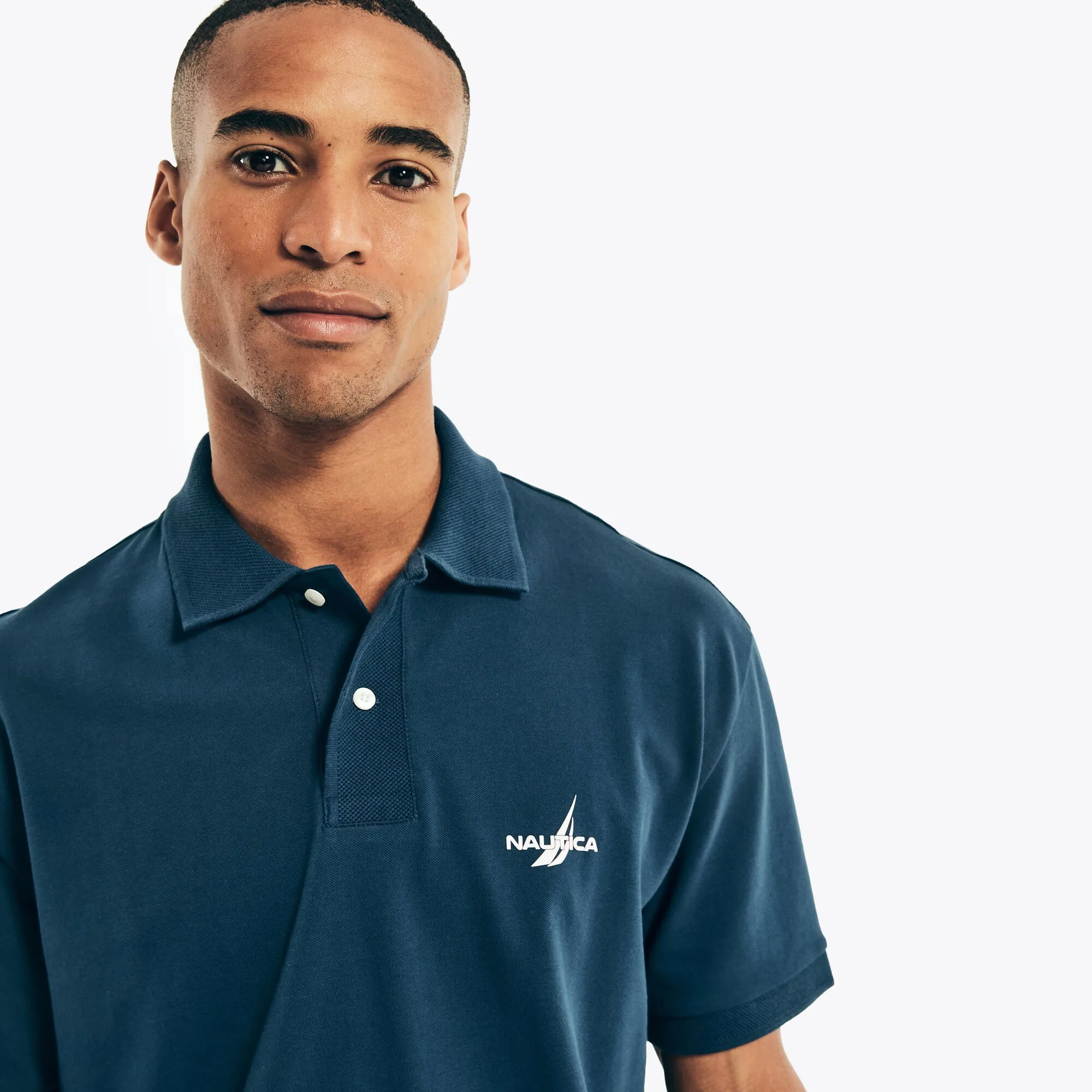 Nautica Mens Classic Fit Mesh Ribbed Polo