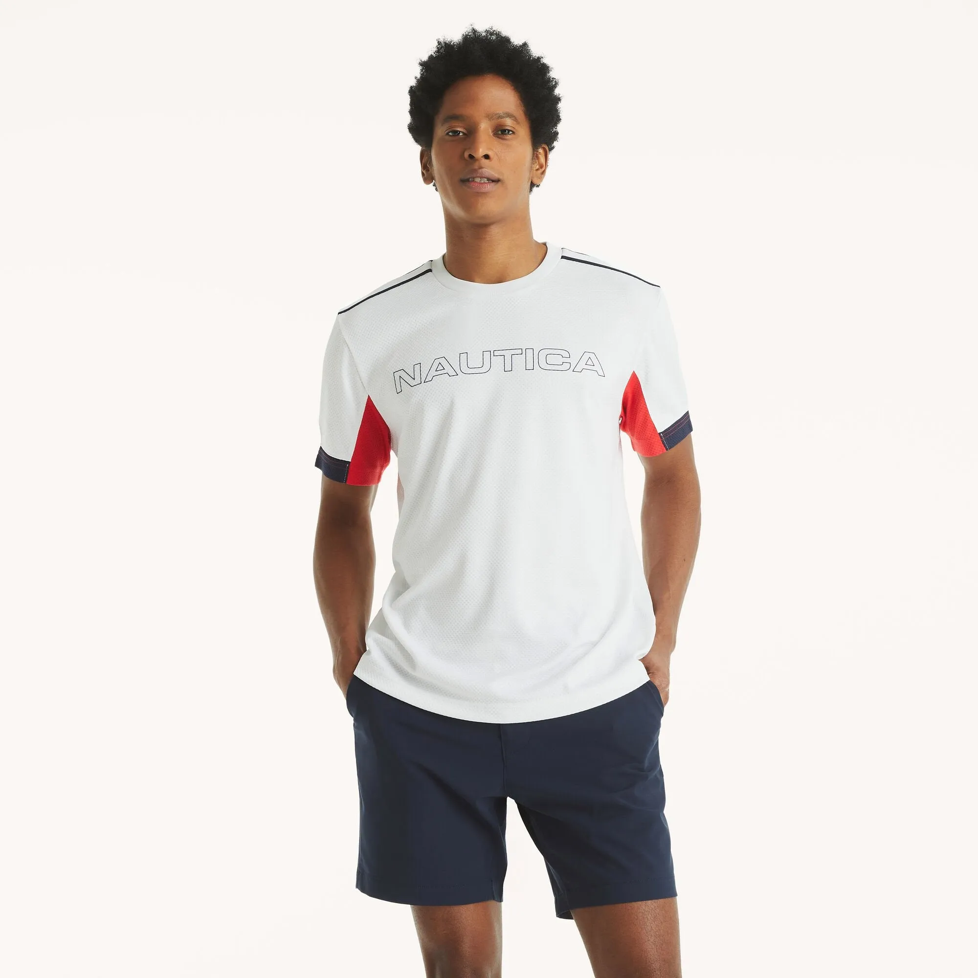 Nautica Mens Navtech Colorblock Crewneck T-Shirt