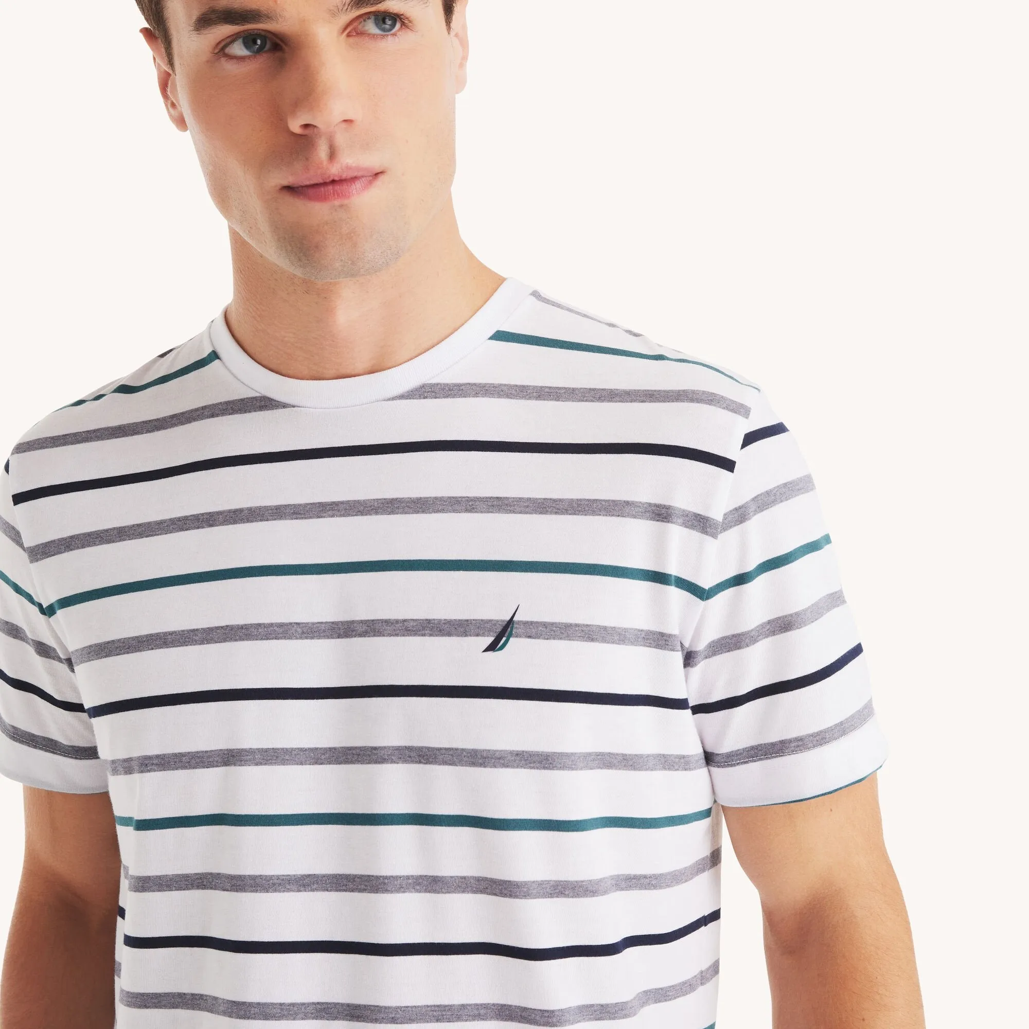 Nautica Mens Navtech Striped Crewneck T-Shirt