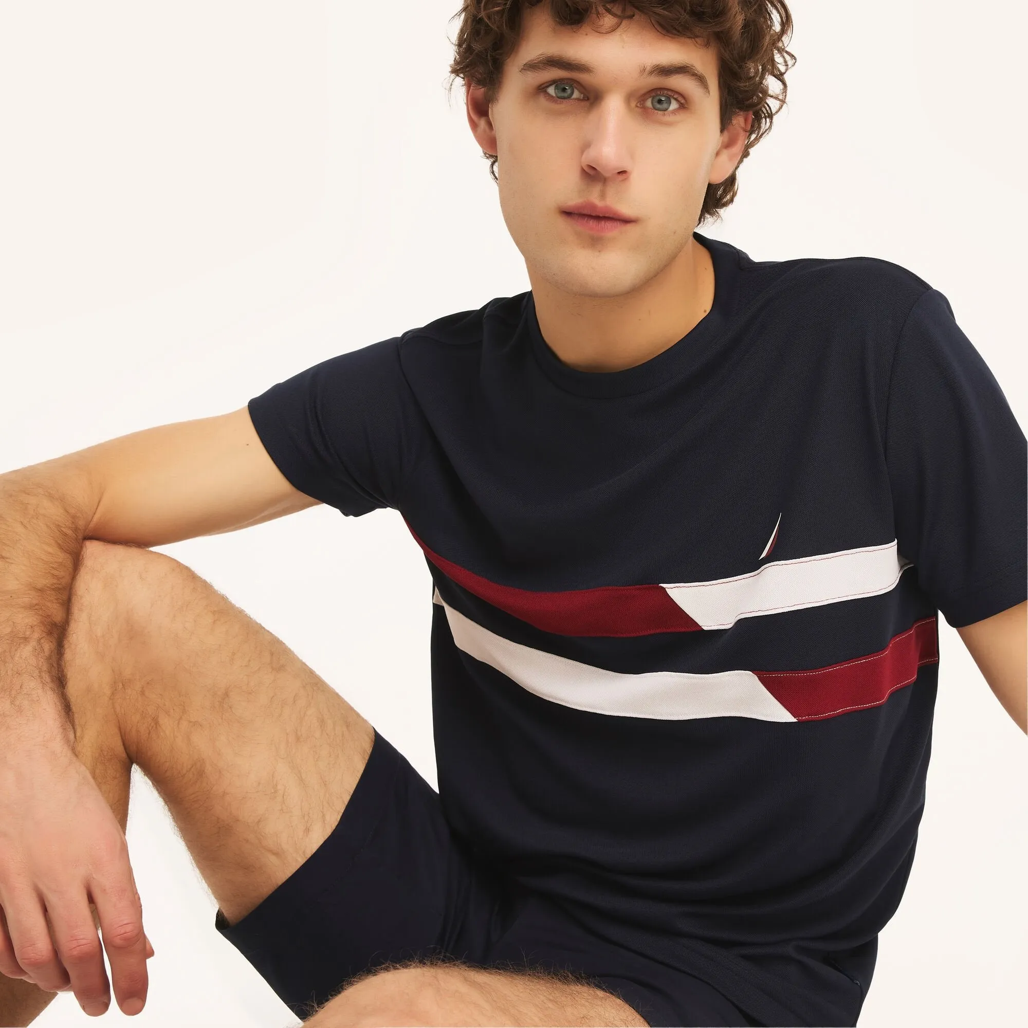 Nautica Mens Navtech Sustainably Crafted Crewneck Colorblock T-Shirt