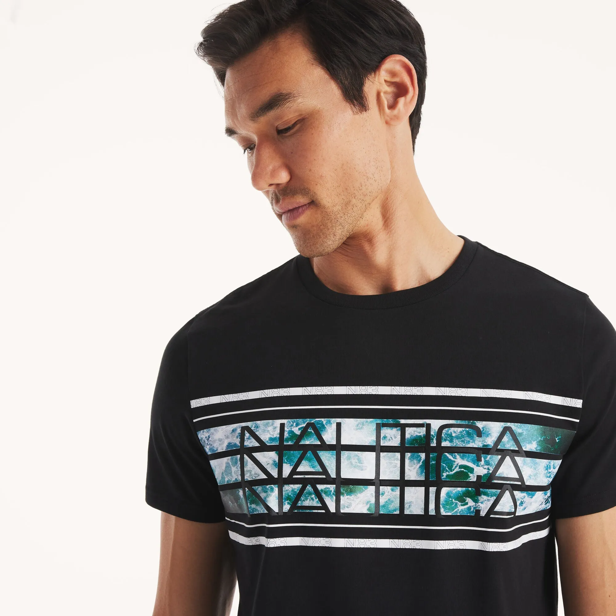 Nautica Mens Ocean Waves Graphic T-Shirt