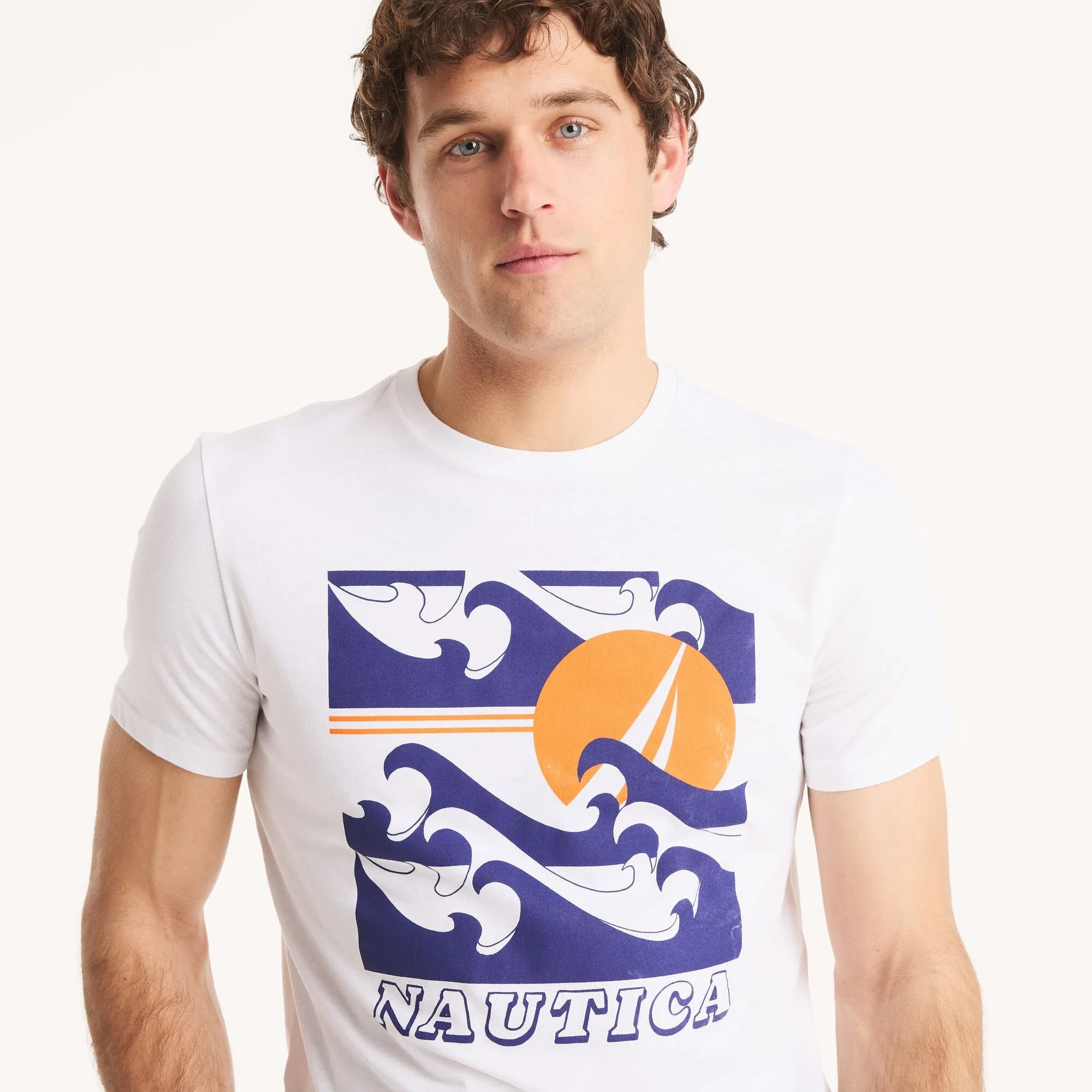 Nautica Mens Ocean Waves Graphic T-Shirt