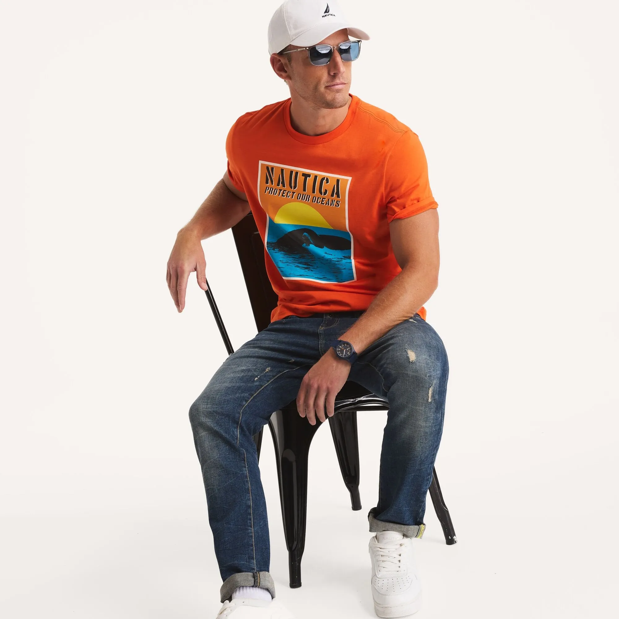 Nautica Mens Protect Our Oceans Graphic T-Shirt