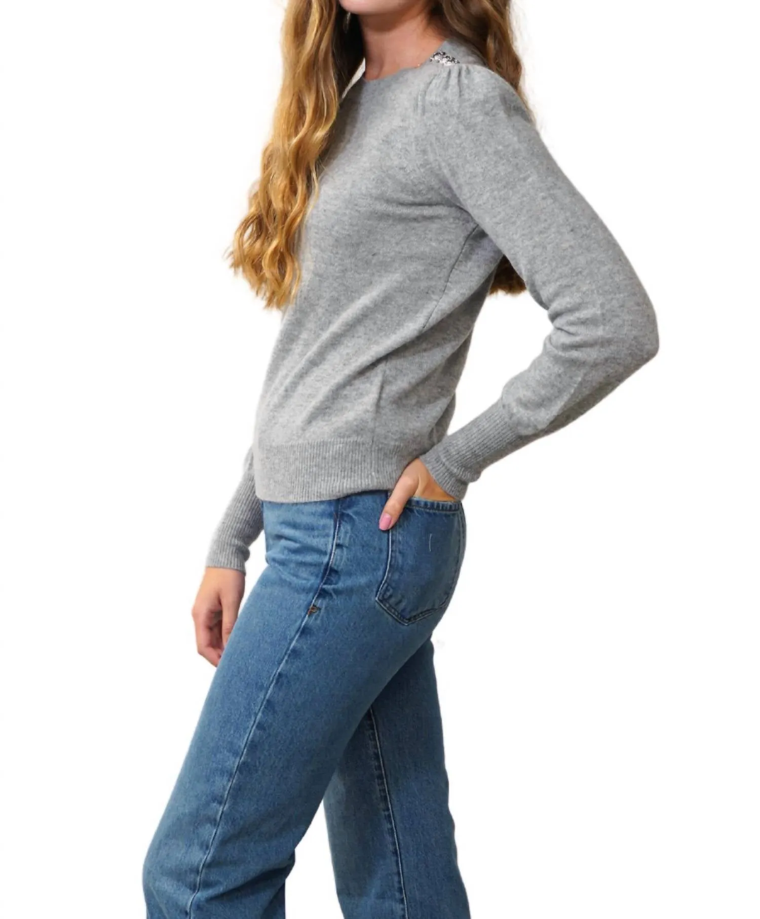 Nelia Cashmere Sweater In Heather Grey