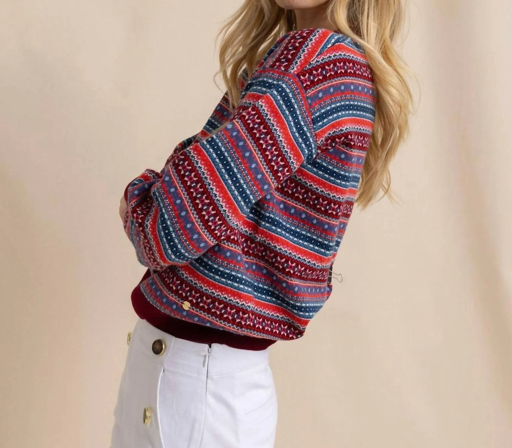 Nelle Fairisle Sweater In Muscadine