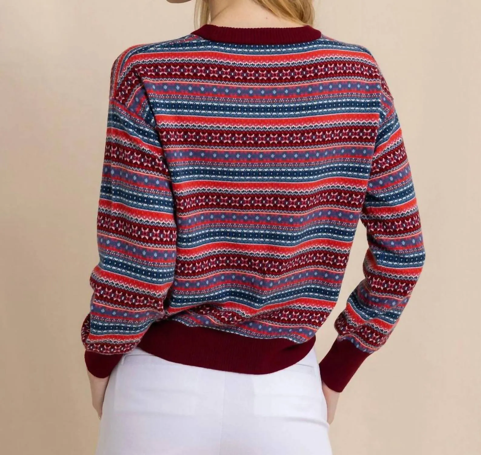 Nelle Fairisle Sweater In Muscadine
