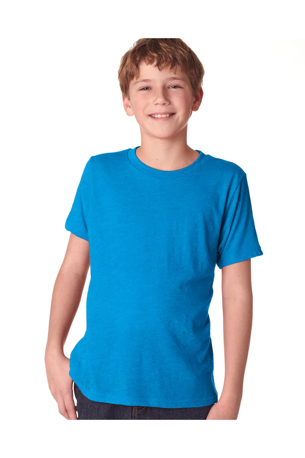 Next Level Youth Jersey Short Sleeve Crewneck T-Shirt - Vintage Turquoise Blue