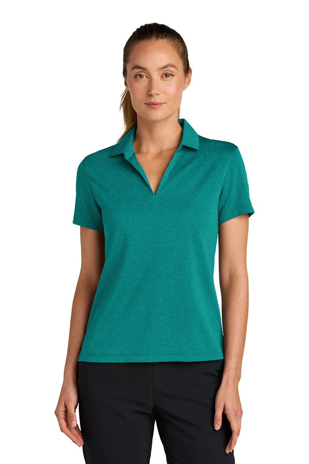Nike Womens Dri-Fit Moisture Wicking Smooth Heather Short Sleeve Polo Shirt - Heather Bright Spruce Green