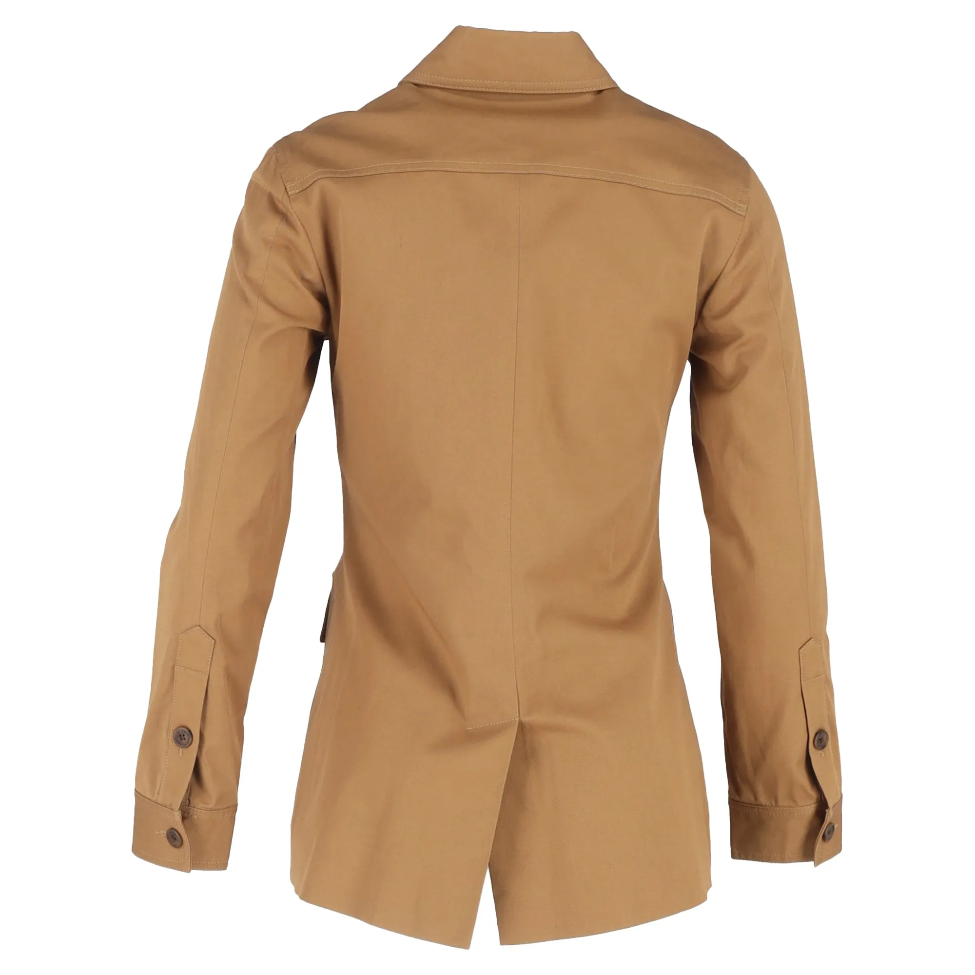Nili Lotan Chase Buttoned Blazer with Pockets in Brown Cotton