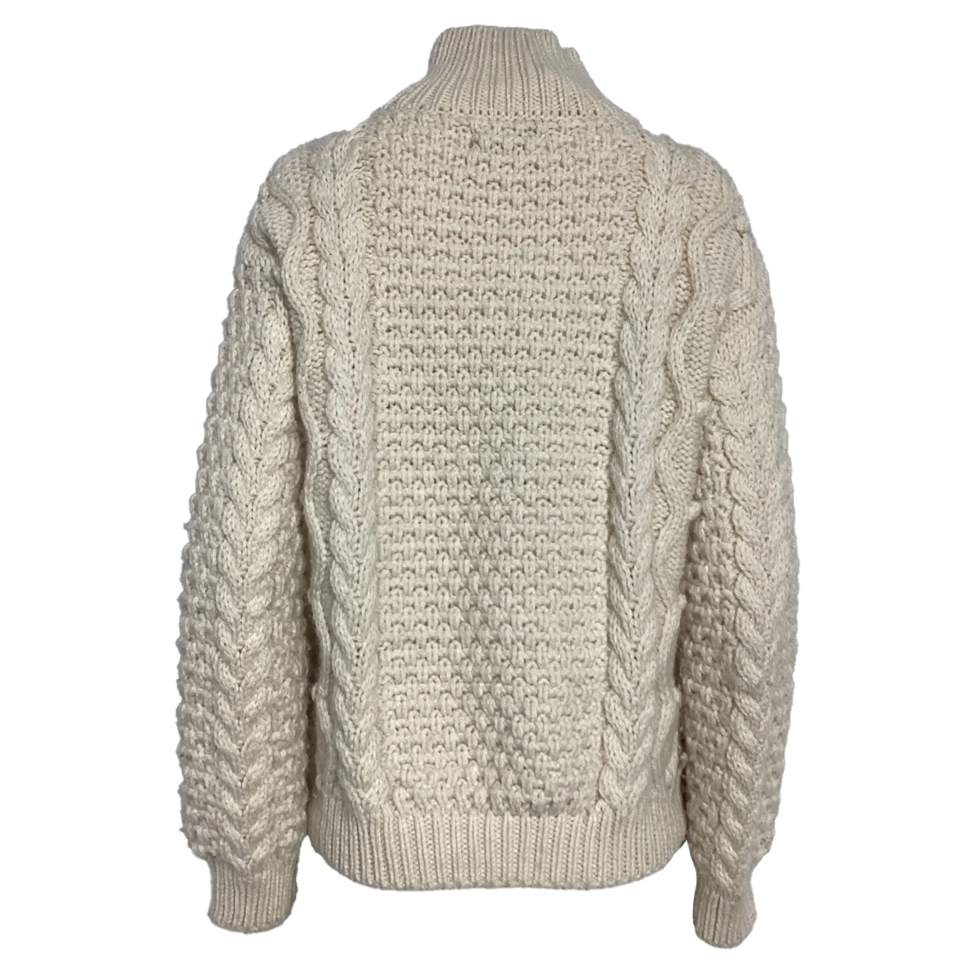 Nili Lotan Hawthorne Cable Knit Turtleneck Sweater in Cream Wool