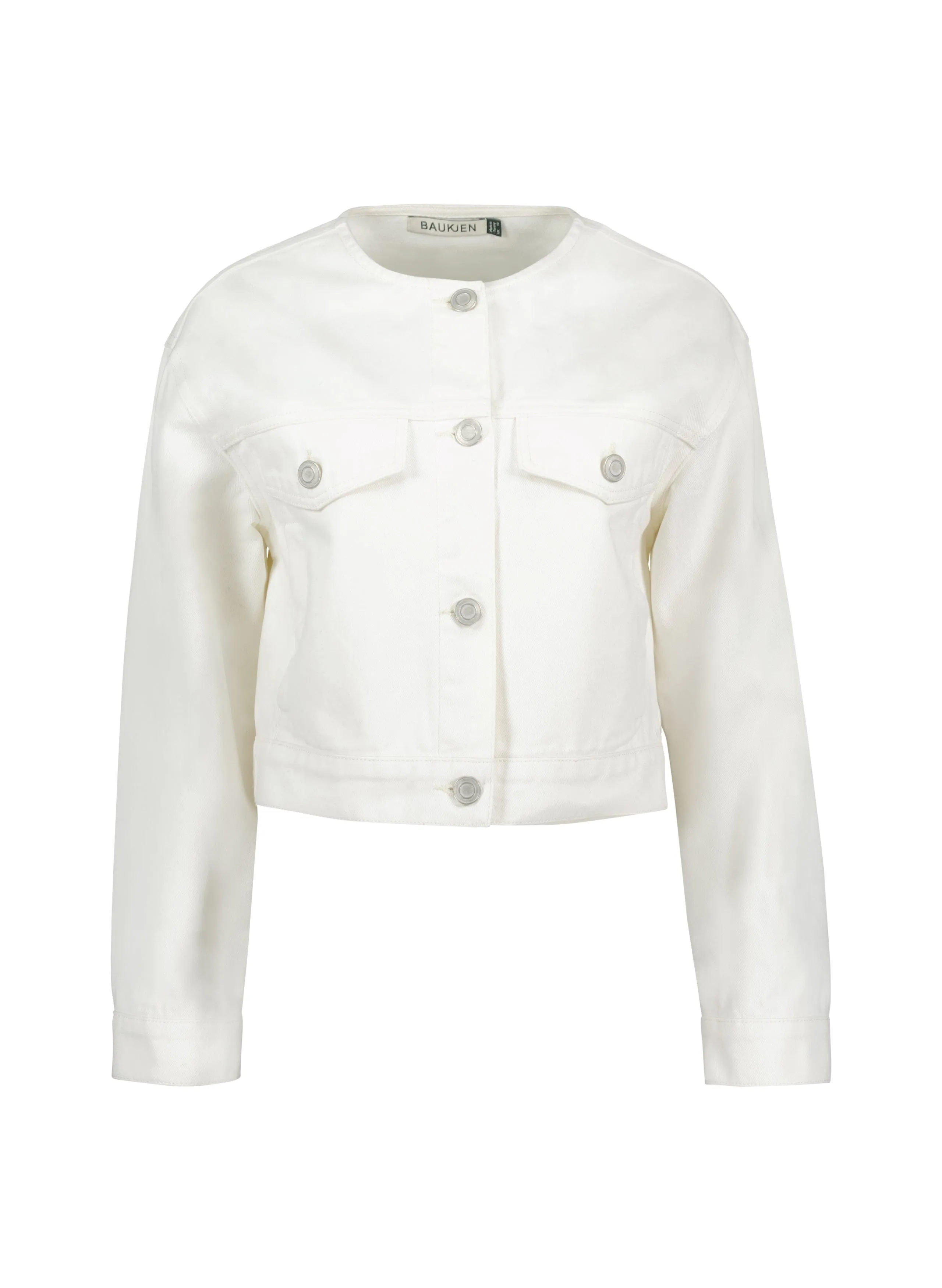 Nova Organic Cotton Collarless Denim Jacket | Soft White