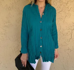 Open Side Shirt In Cyan