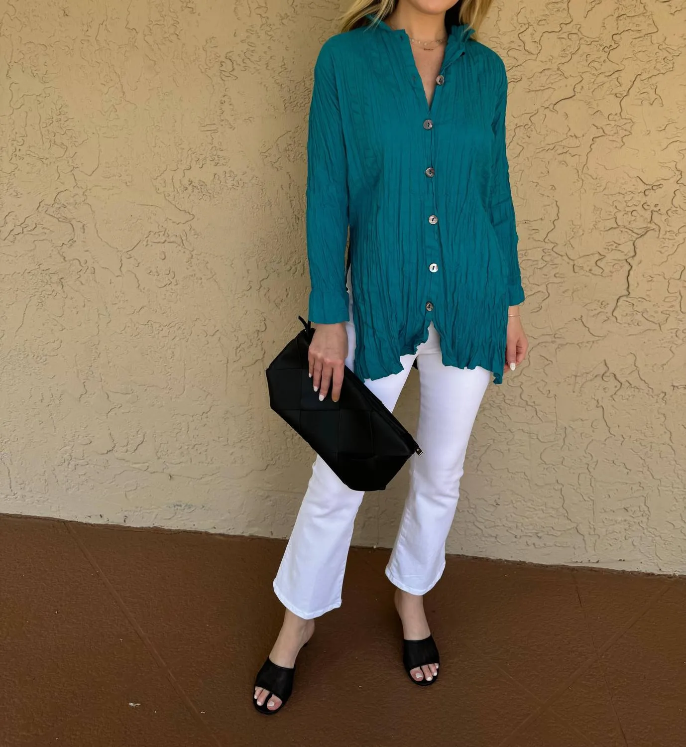 Open Side Shirt In Cyan