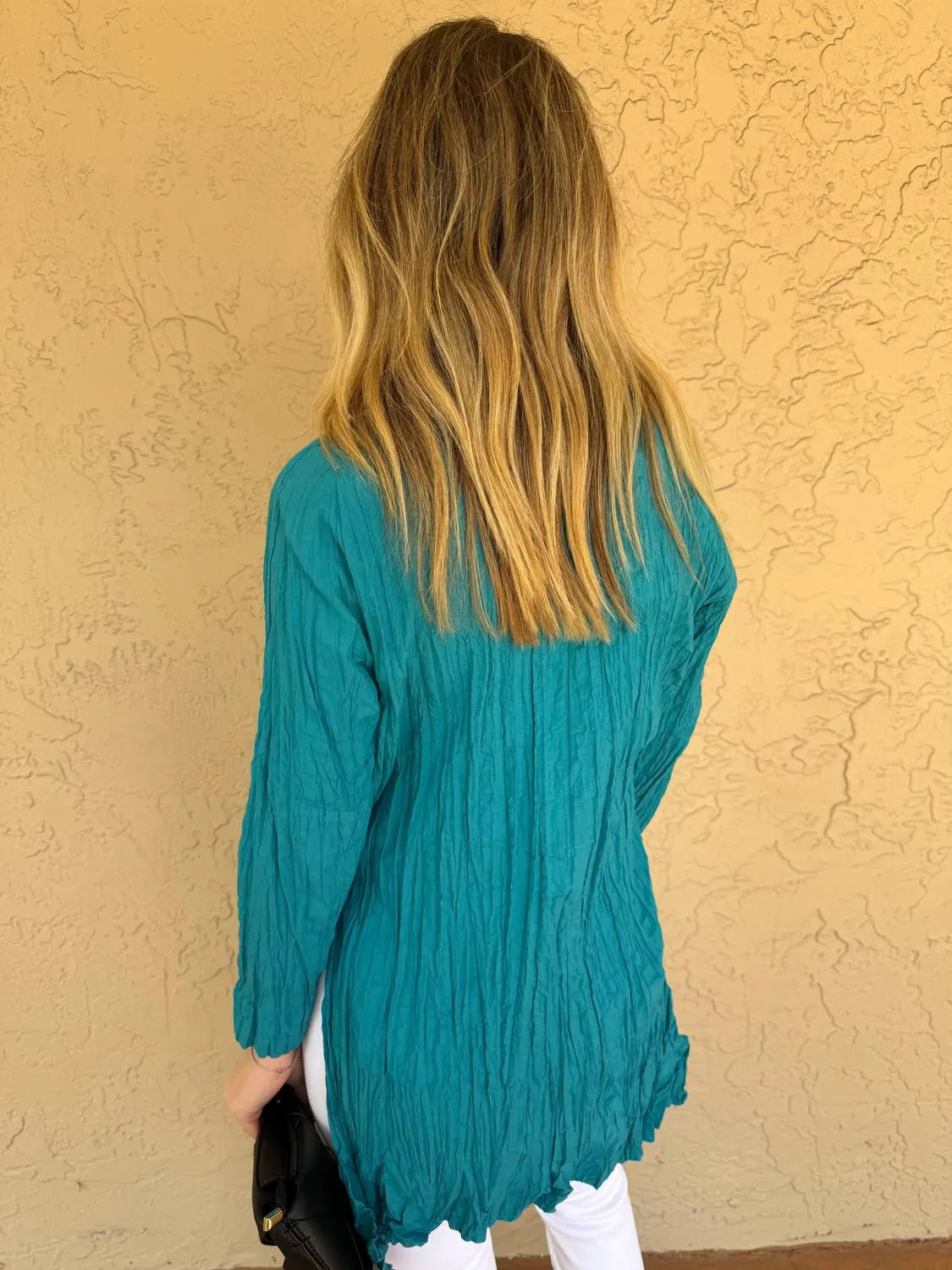 Open Side Shirt In Cyan