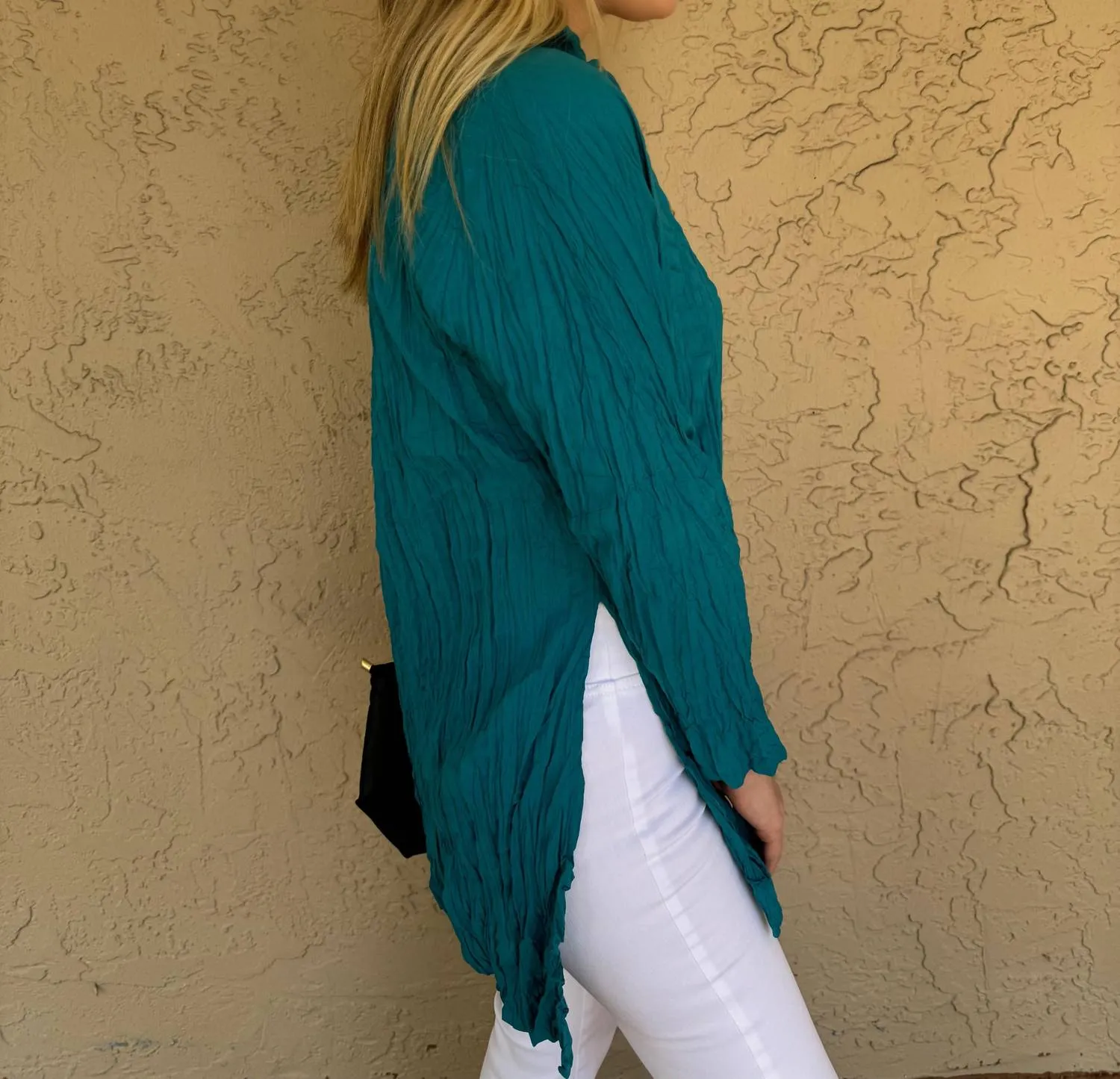Open Side Shirt In Cyan
