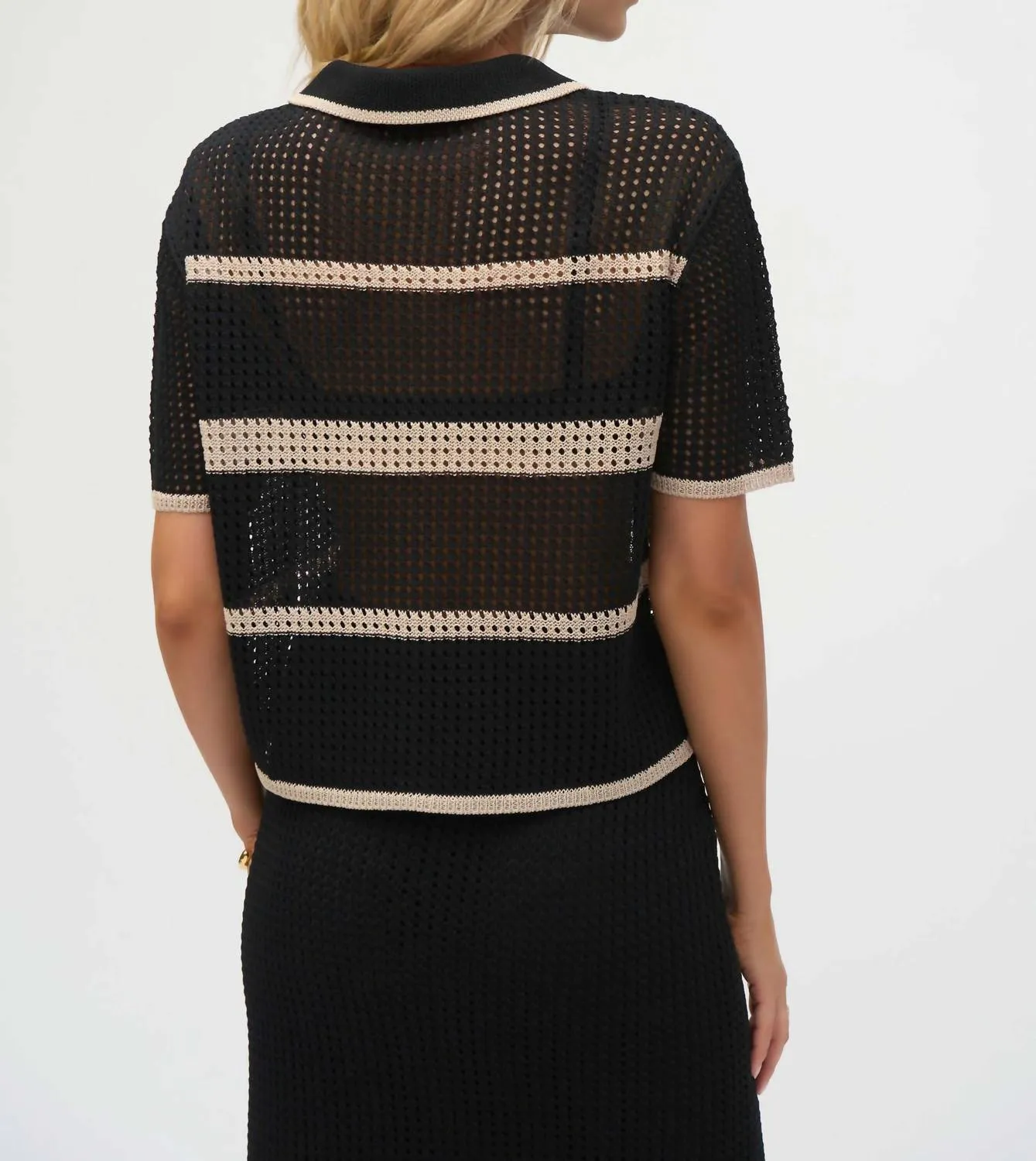 Open Weave Top In Black/vanilla