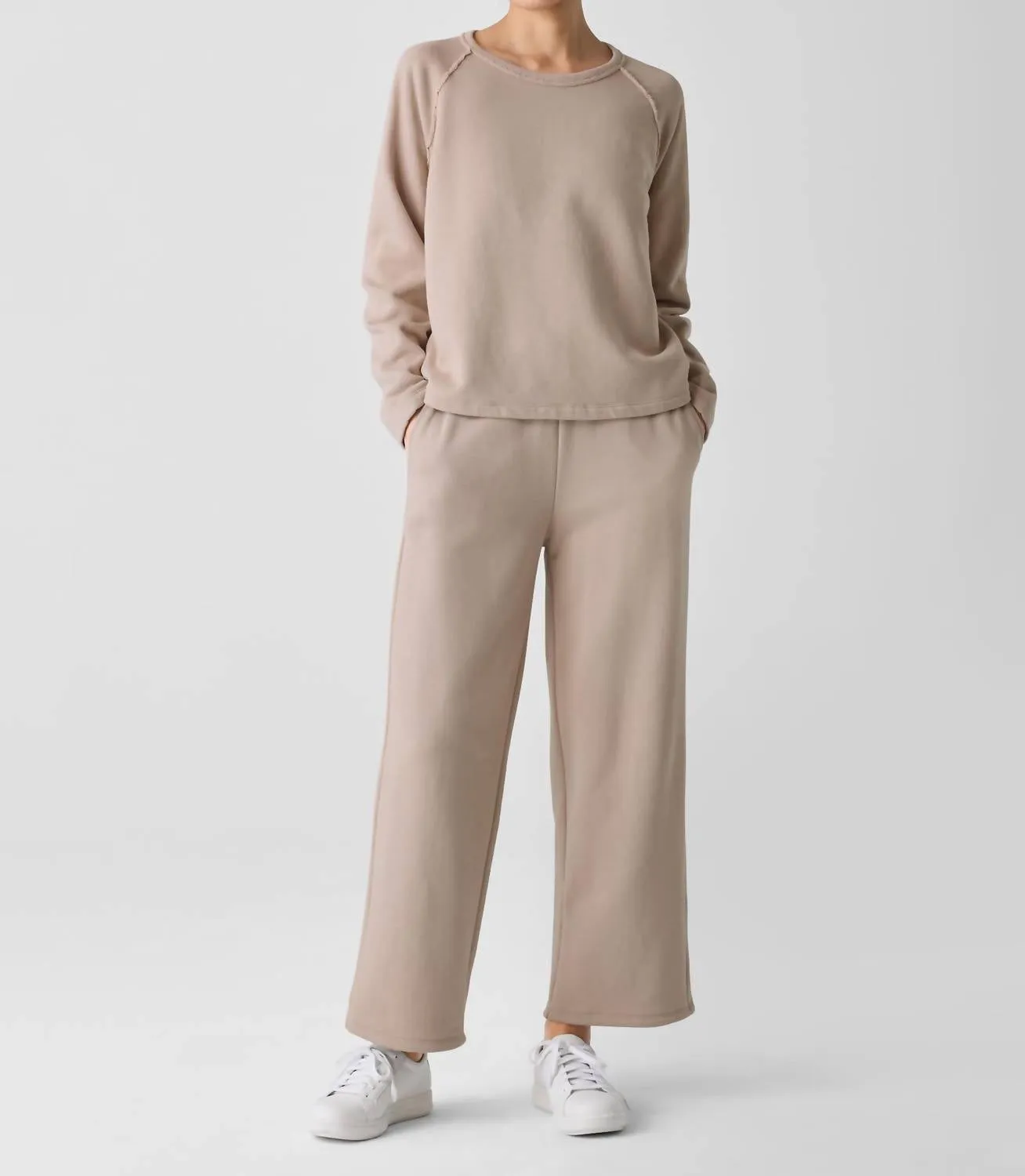 Organic Cotton French Terry Box Top In Wheat