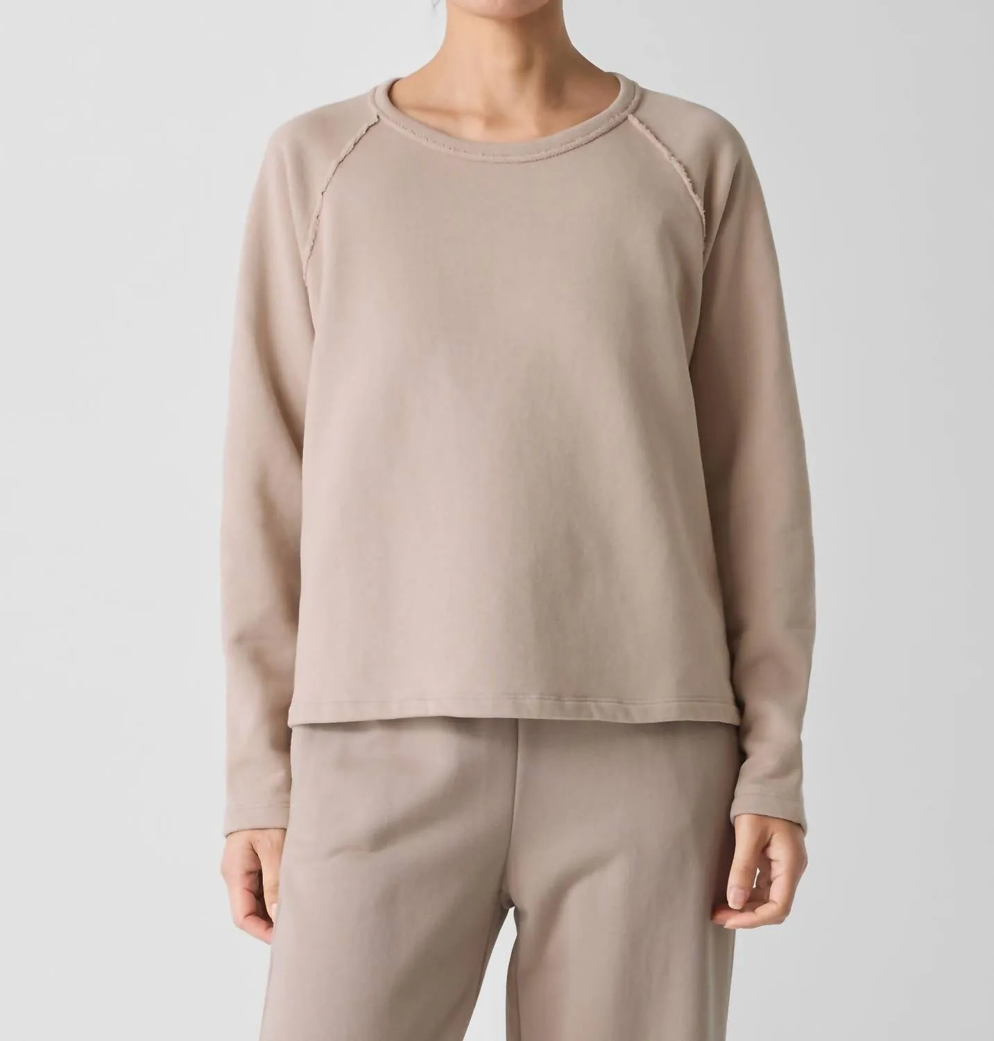 Organic Cotton French Terry Box Top In Wheat