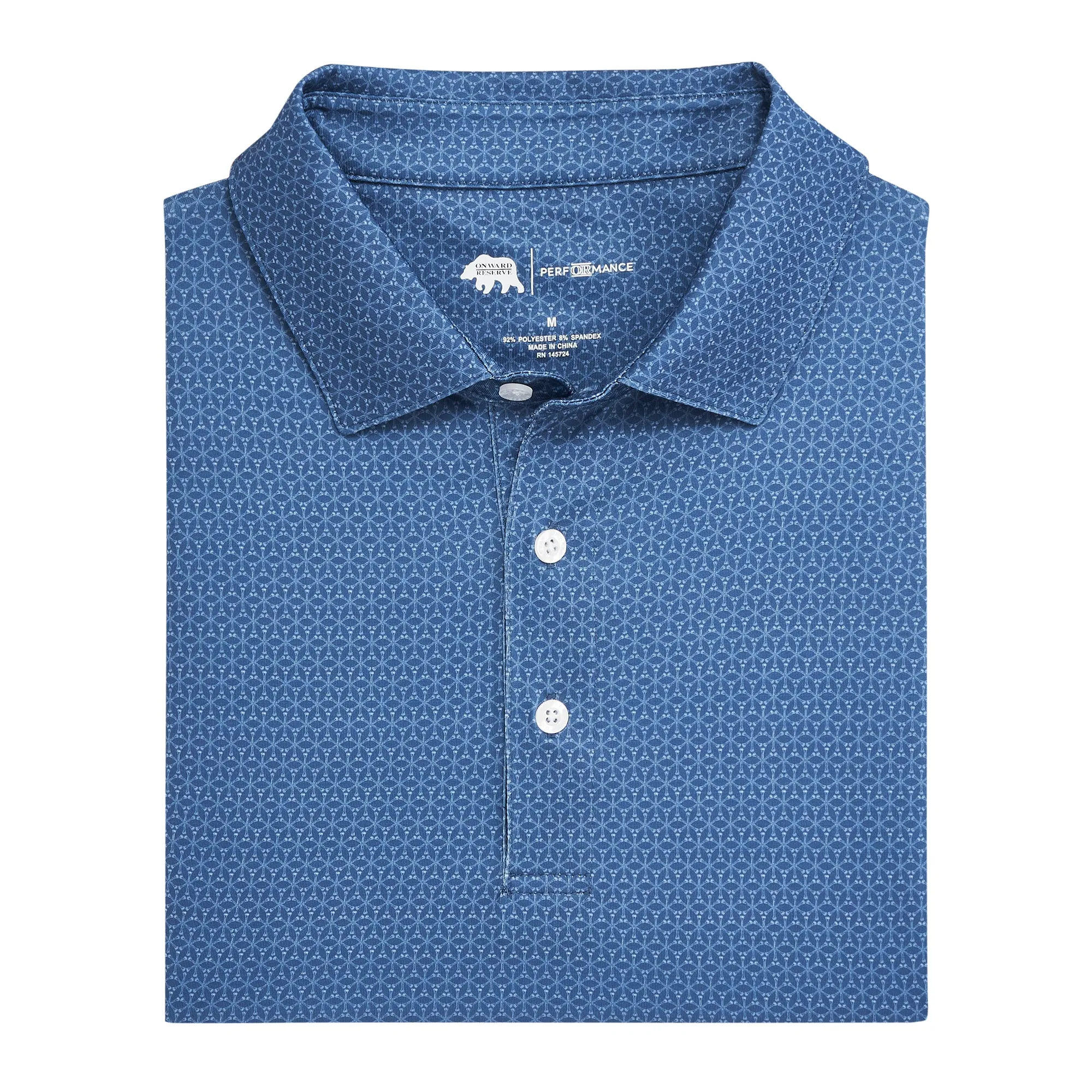 Out of Office Printed Performance Polo - True Navy