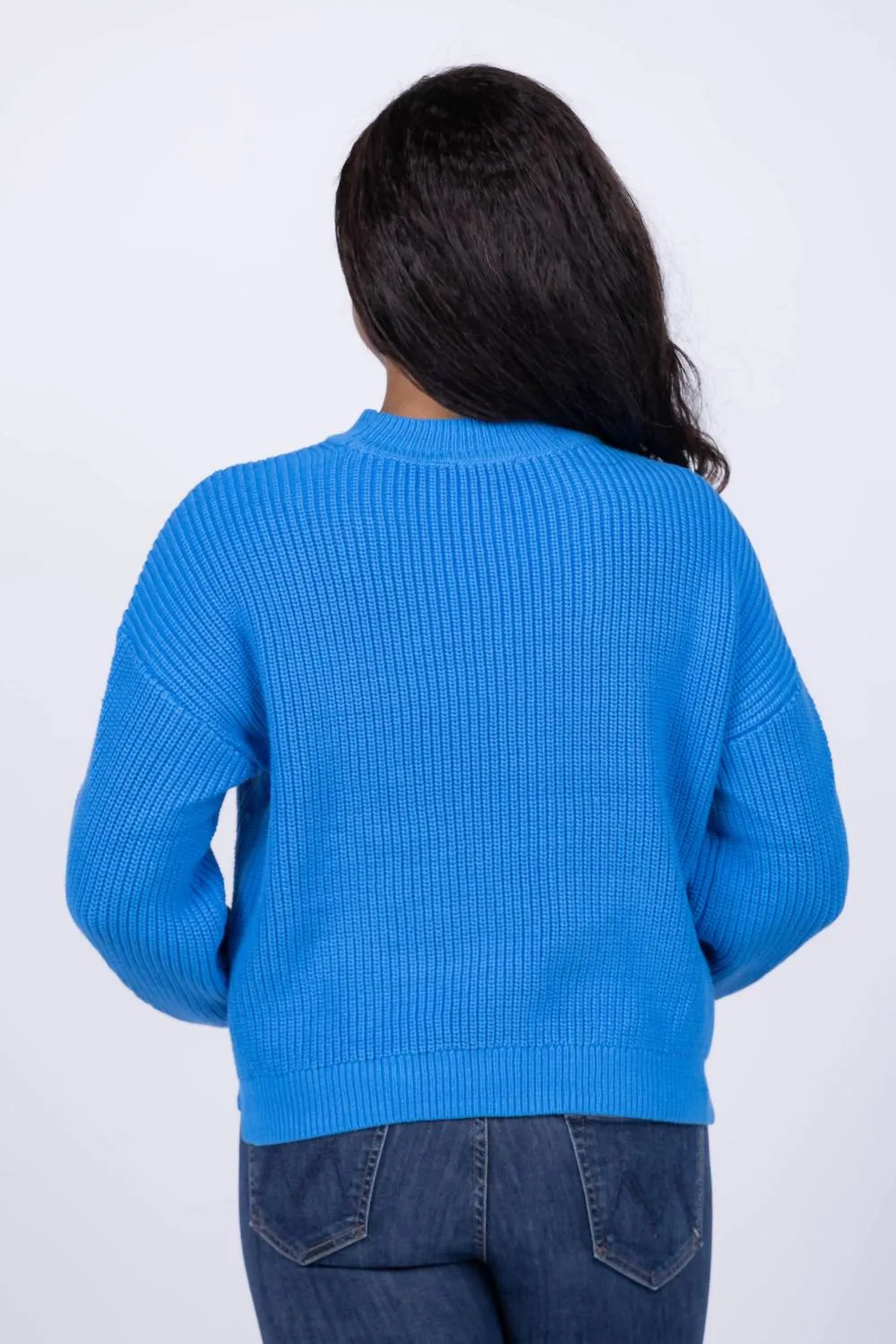 Oversized Ribbed Pull Over Sweater In Lapis