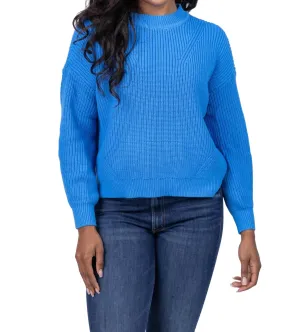 Oversized Ribbed Pull Over Sweater In Lapis
