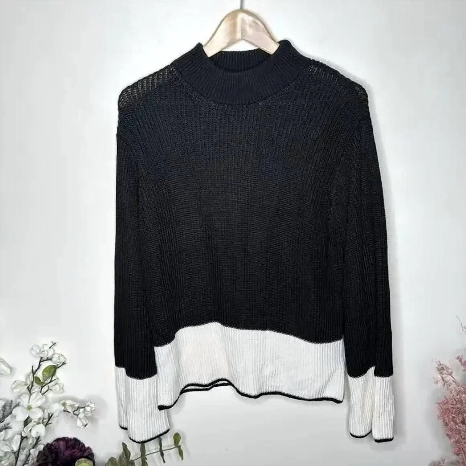 Panama Knit Sweater In Black/white