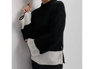 Panama Knit Sweater In Black/white