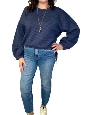 Pastime Textured Pullover In Navy